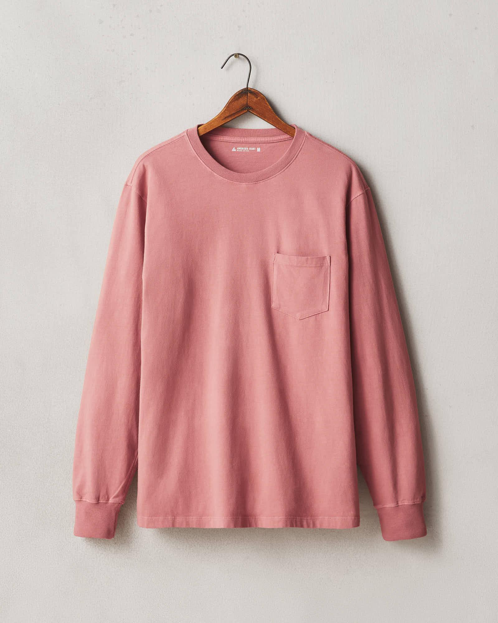 Men's Heavyweight Pocket Long Sleeve Tee - Withered Rose Male Product Image
