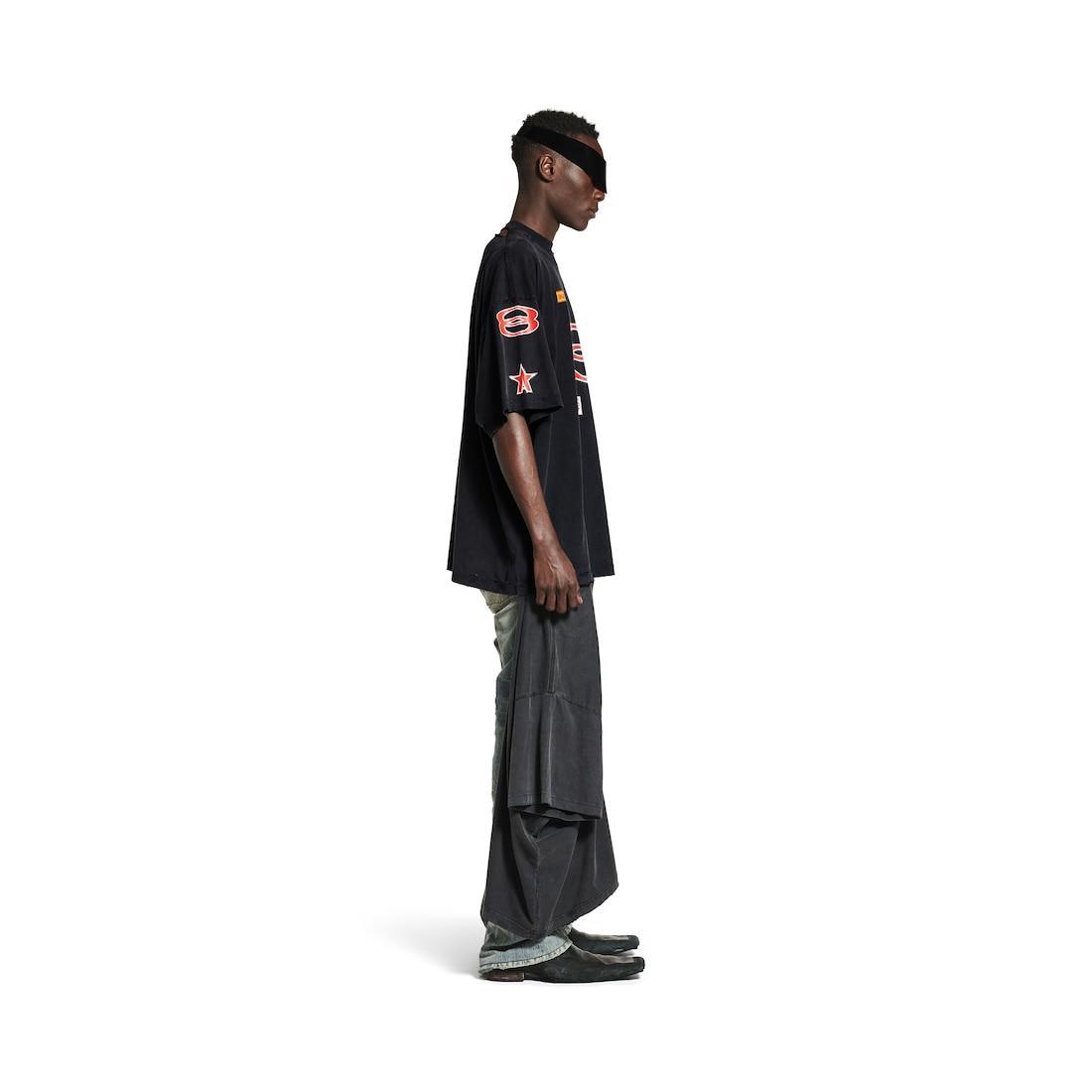 Men's Sponsor Logos T-shirt Oversized  in Black Faded Product Image