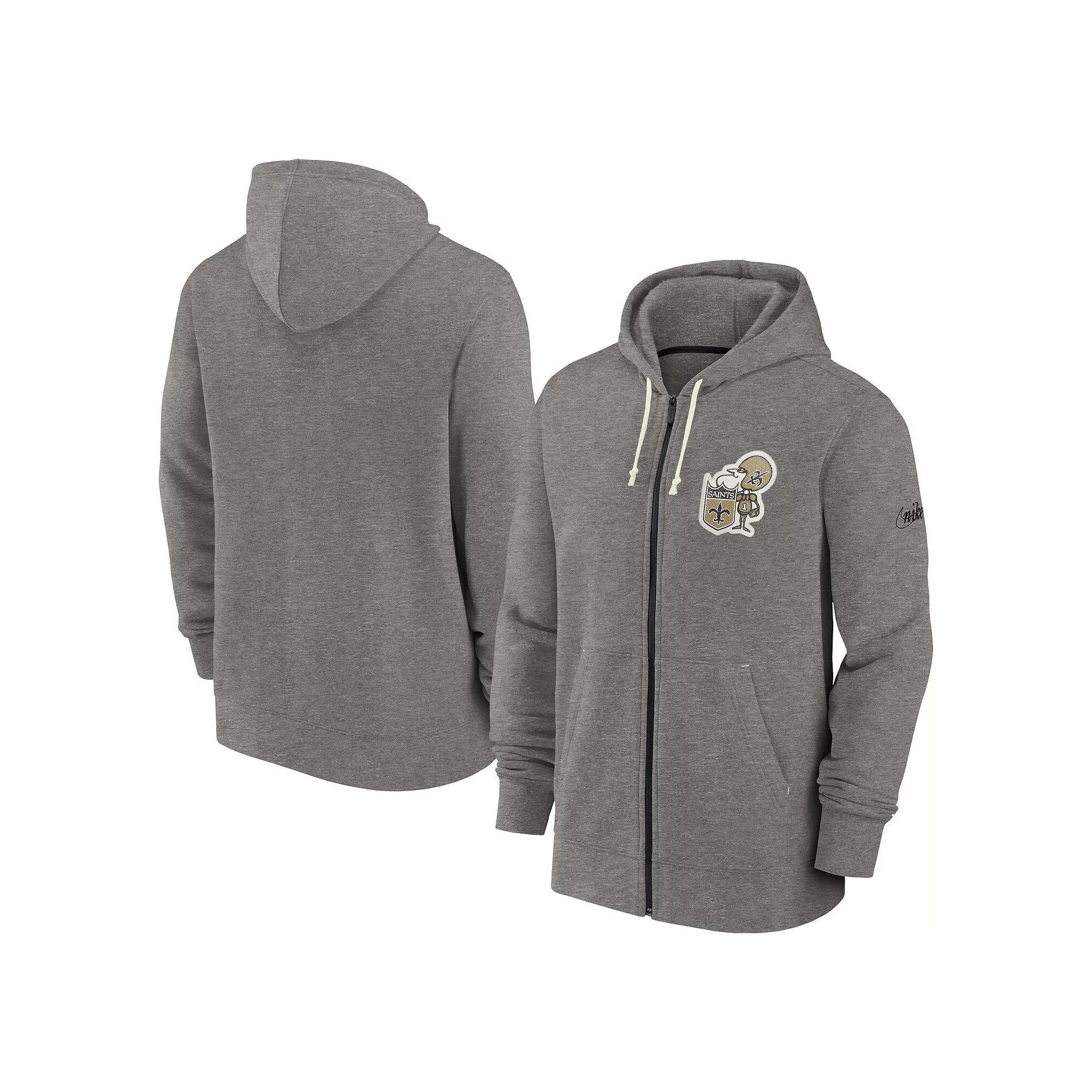 Men's Nike Heather Charcoal Green Bay Packers Historic Lifestyle Full-Zip Hoodie, Size: 2XL Product Image