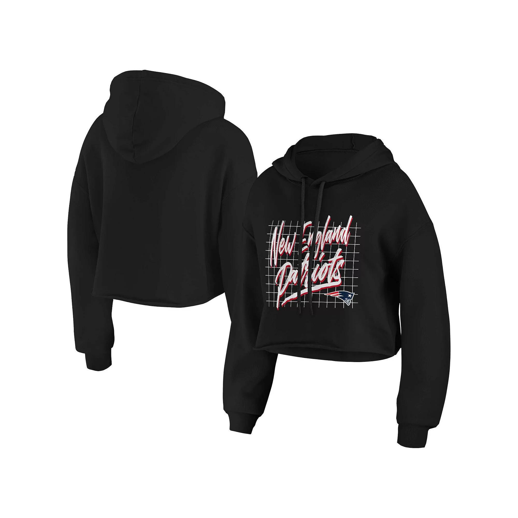 Women's WEAR by Erin Andrews Black Miami Dolphins Domestic Cropped Pullover Hoodie, Size: 2XL Product Image