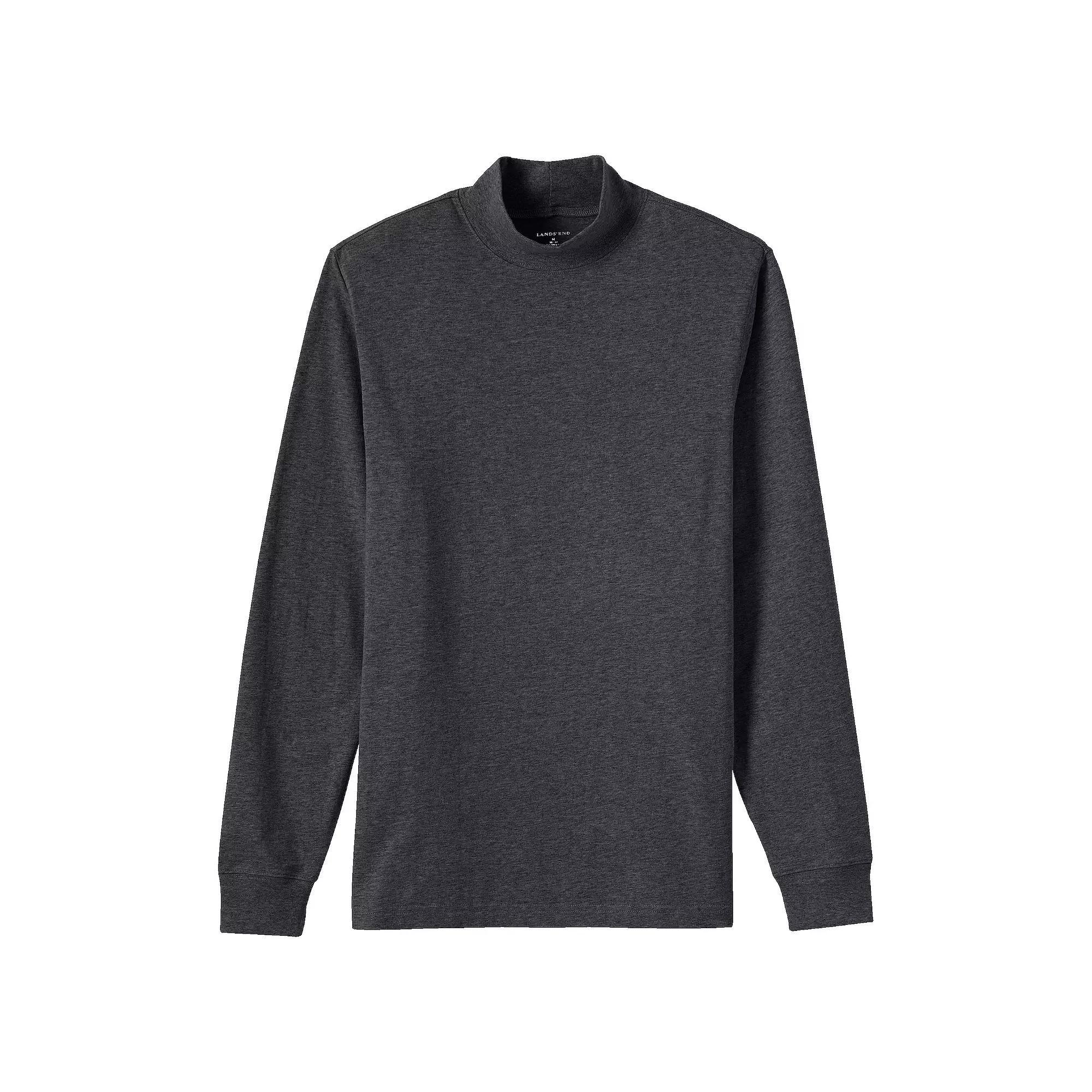 Men's Lands' End Super-T Mock Turtleneck, Size: Small, Dark Grey Heather Product Image