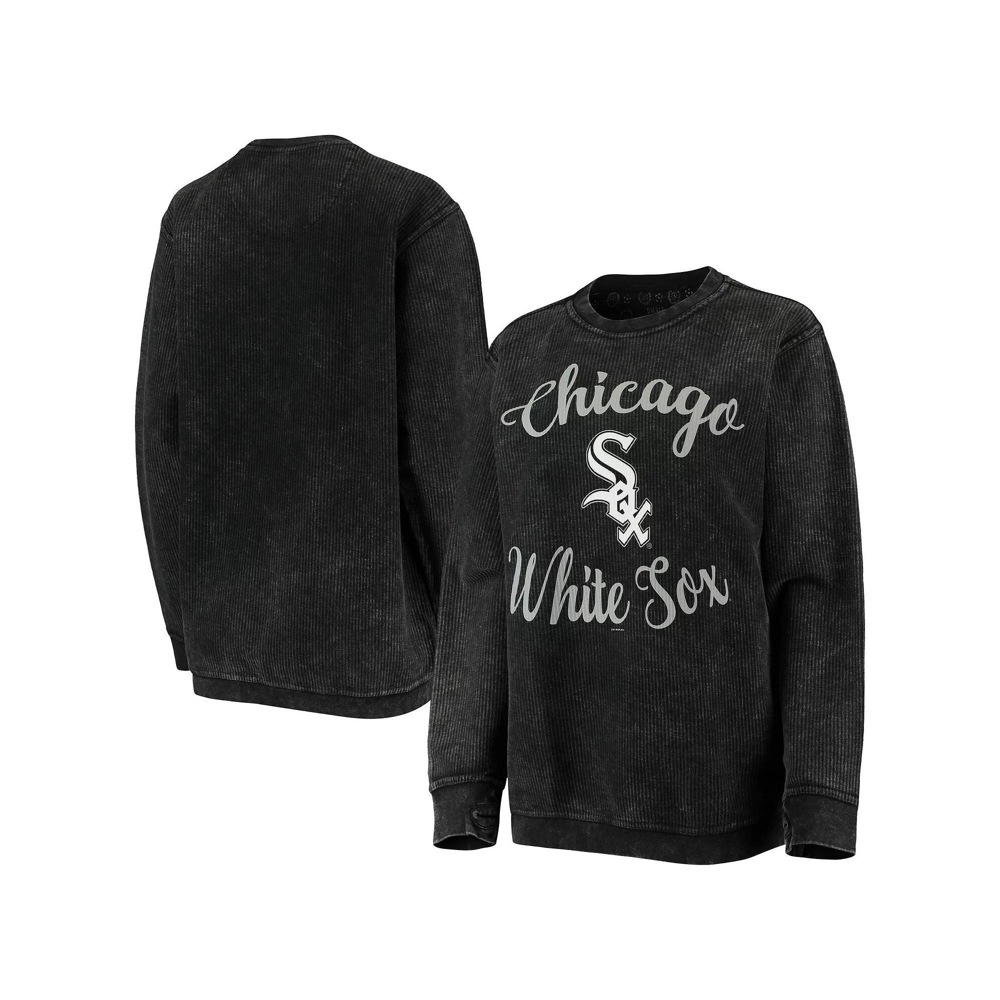 Women's G-III 4Her by Carl Banks Black Chicago White Sox Script Comfy Cord Pullover Sweatshirt, Size: Large Product Image