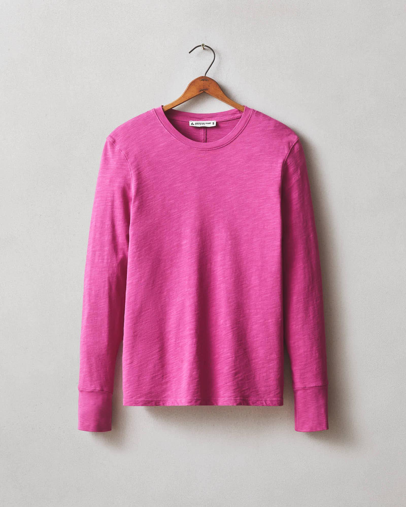 Premium Slub Crew Tee Long Sleeve - Festive Fuchsia Product Image