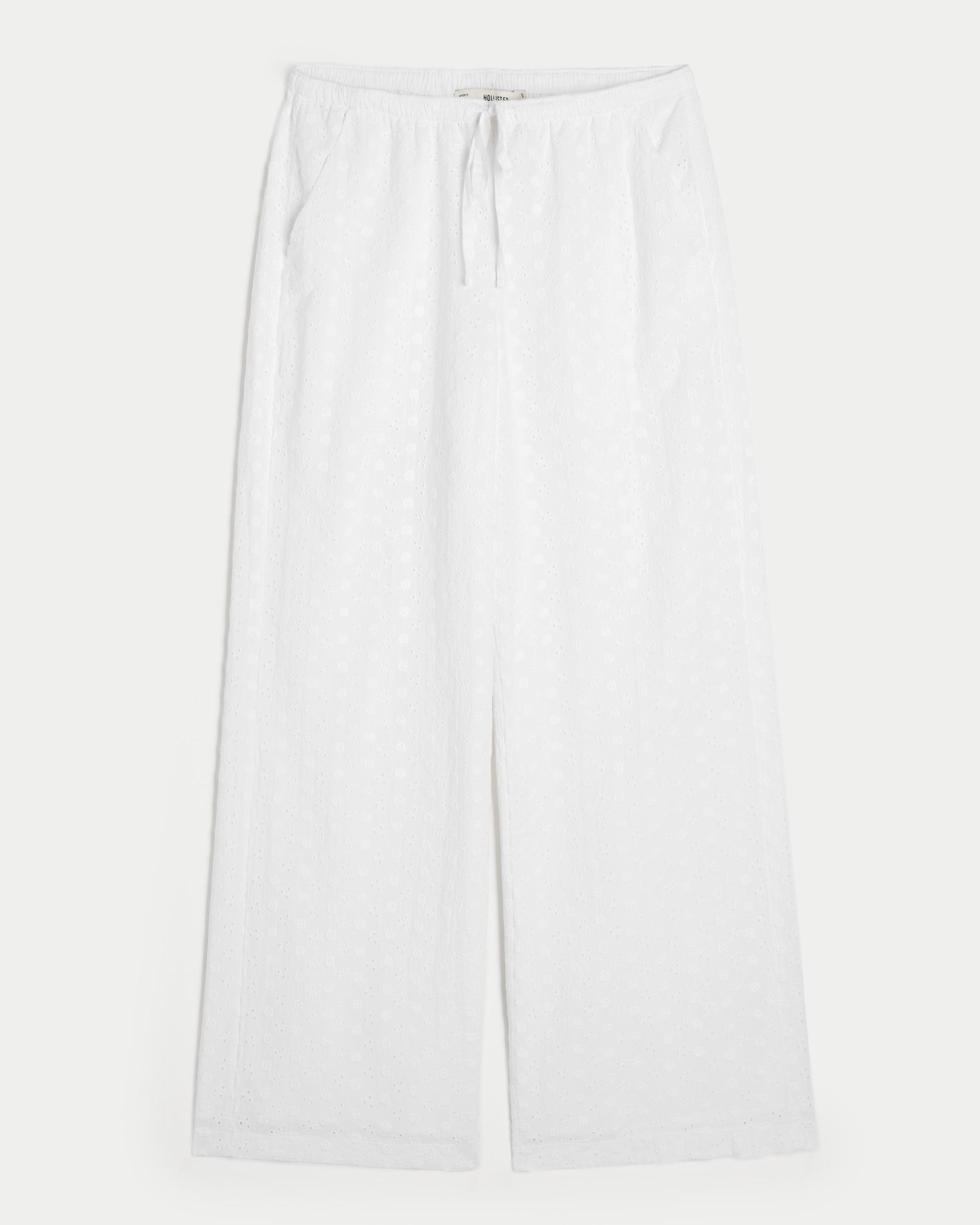 Eyelet Pull-On Baggy Pants Product Image