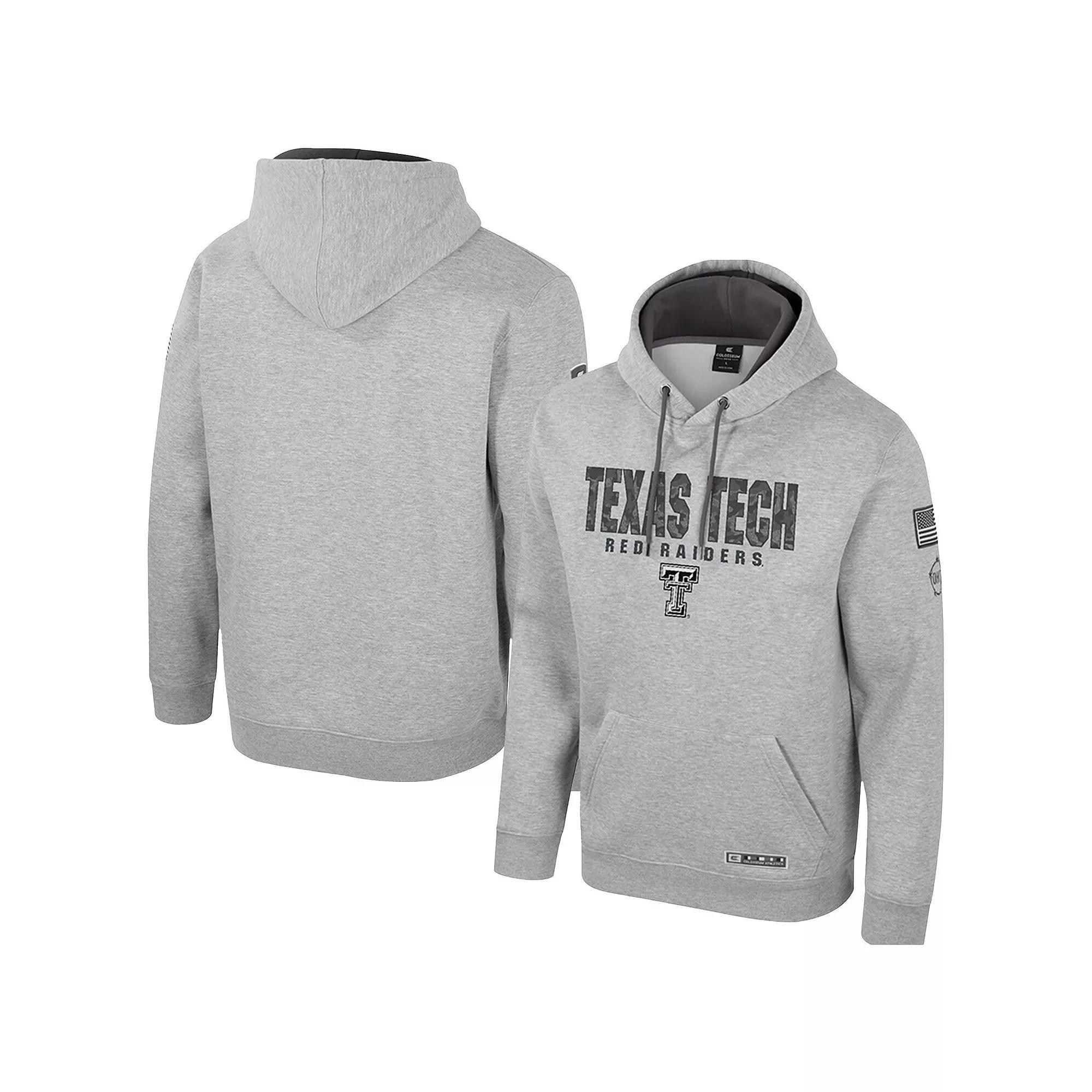 Men's Colosseum Heather Gray Texas Tech Red Raiders Oorah OHT Military Appreciation Pullover Hoodie, Size: XL, Grey Product Image