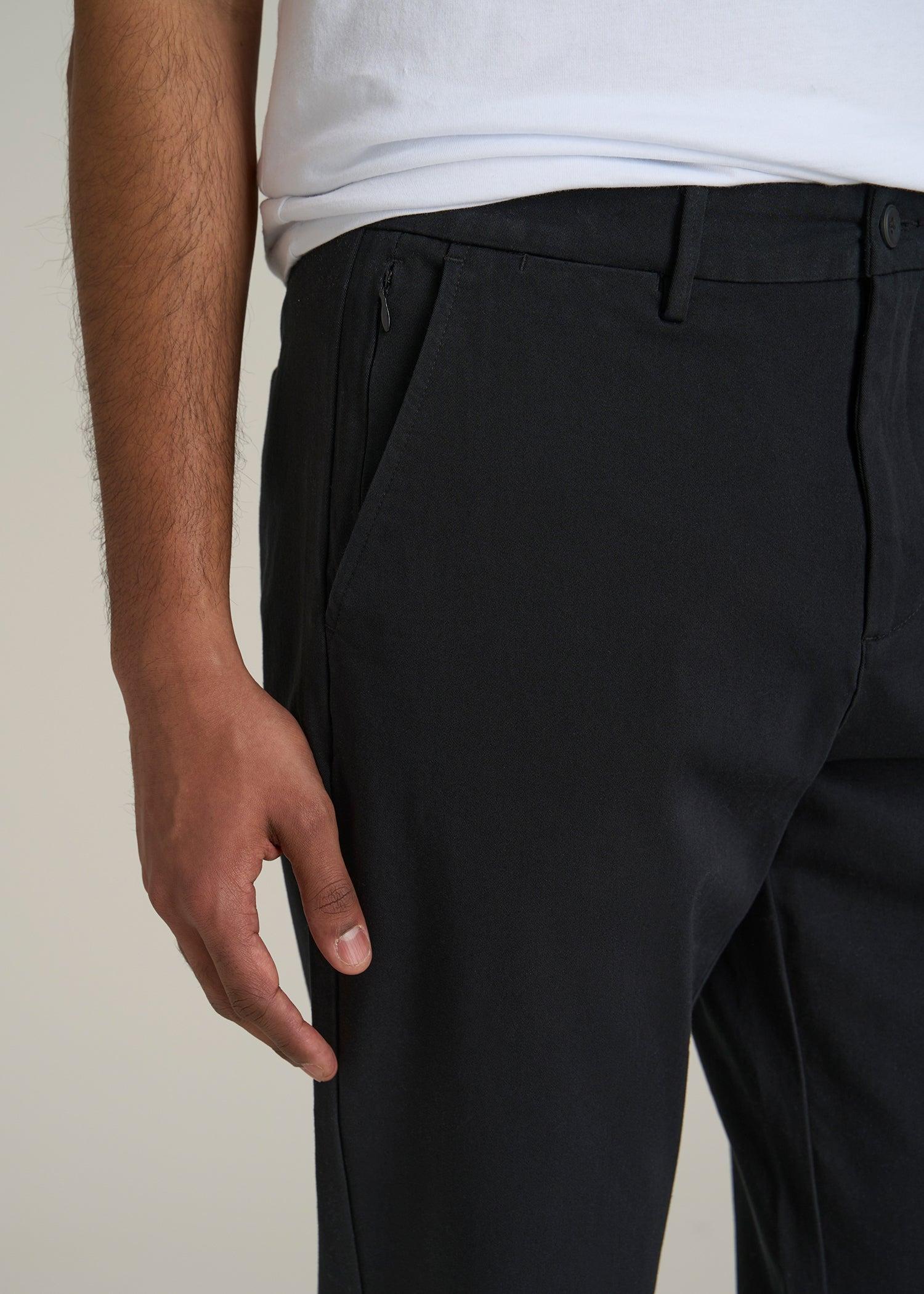 4 Way Stretch Commuter TAPERED Chino Pants for Tall Men in Black Product Image