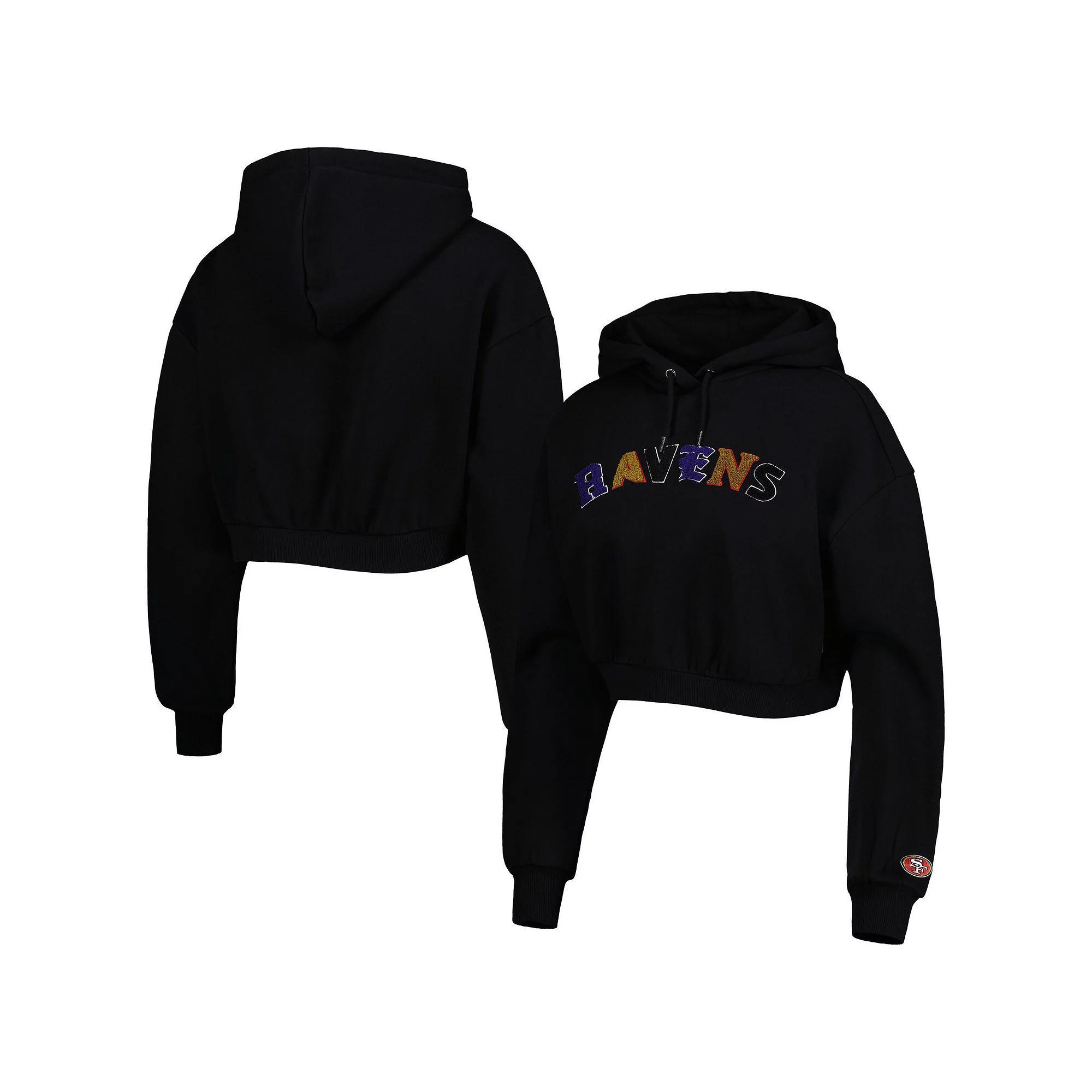 Women's The Wild Collective Black Baltimore Ravens Cropped Pullover Hoodie, Size: XL Product Image