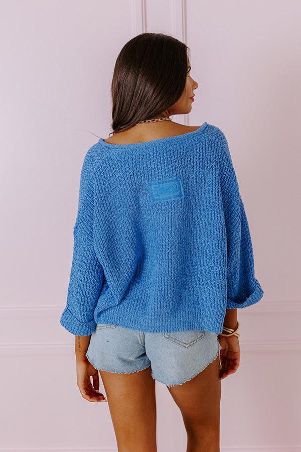 Vacation Vibes Knit Top in Ocean Blue Product Image