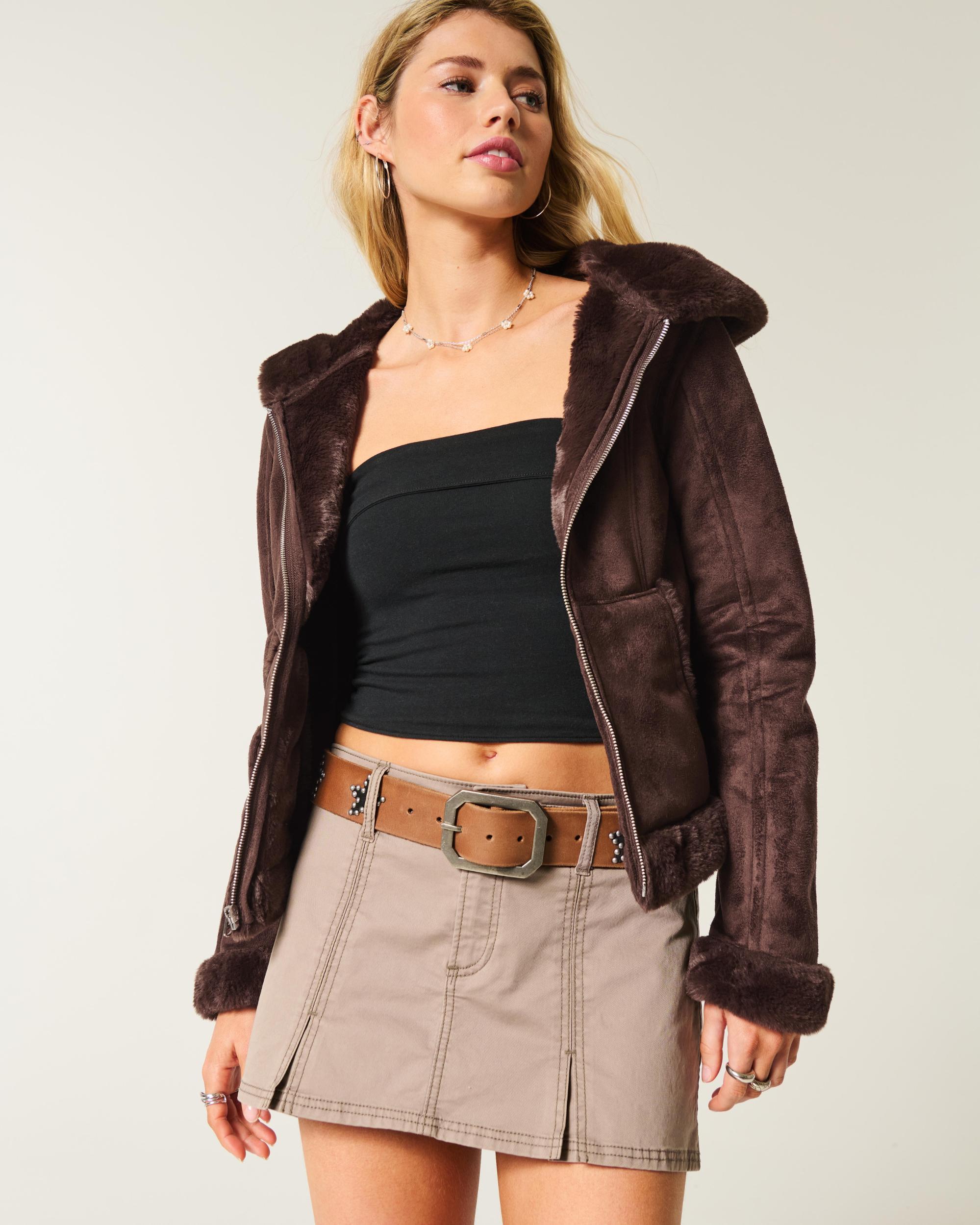 Faux Shearling Zip-Up Hoodie Product Image