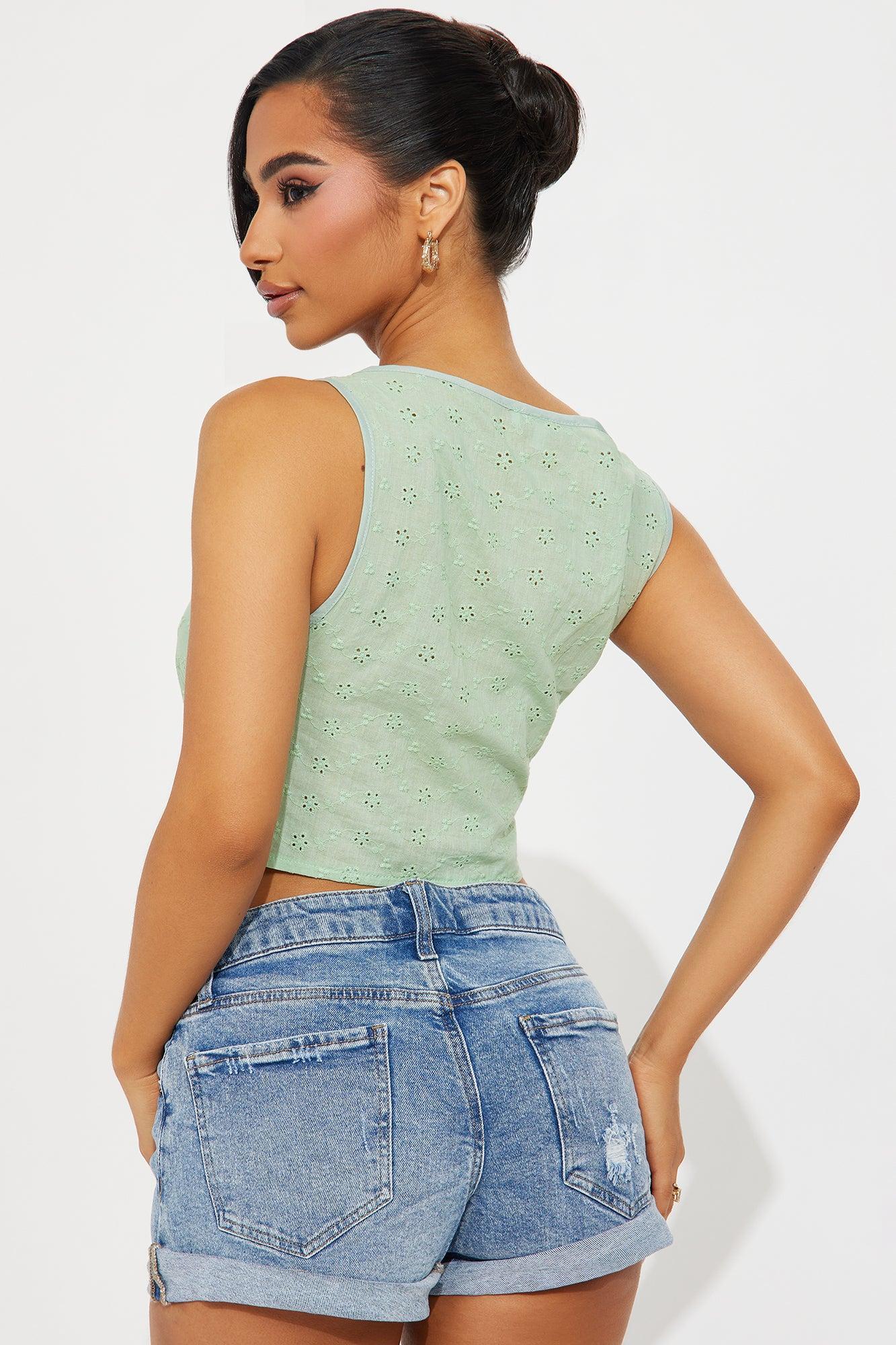 Marrion Eyelet Top - Sage Product Image