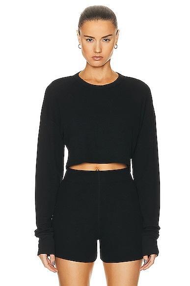 Eterne Cropped Oversized Thermal Top Black. (also in ). Product Image