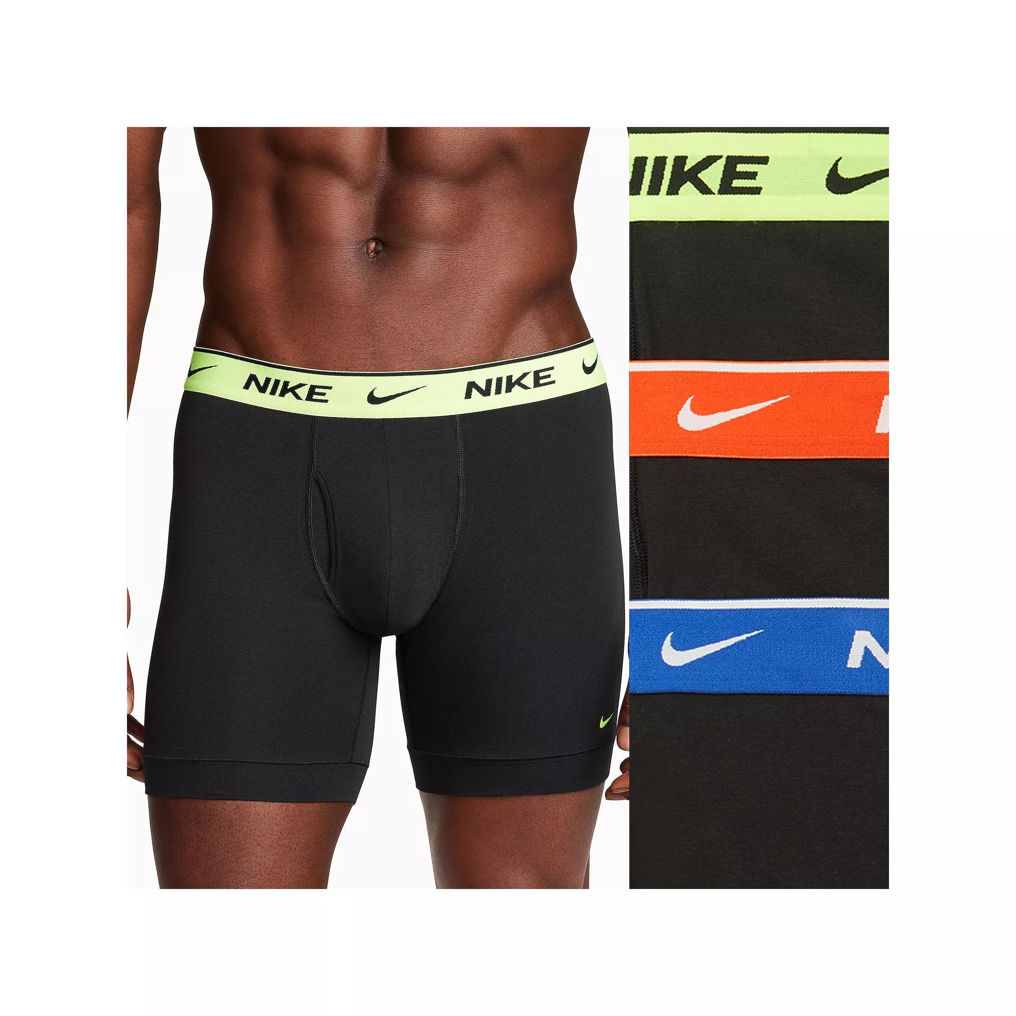 Men's Nike Dri-FIT Essential 3-pack Stretch Boxer Briefs, Size: Large, Black Orange Blue Product Image