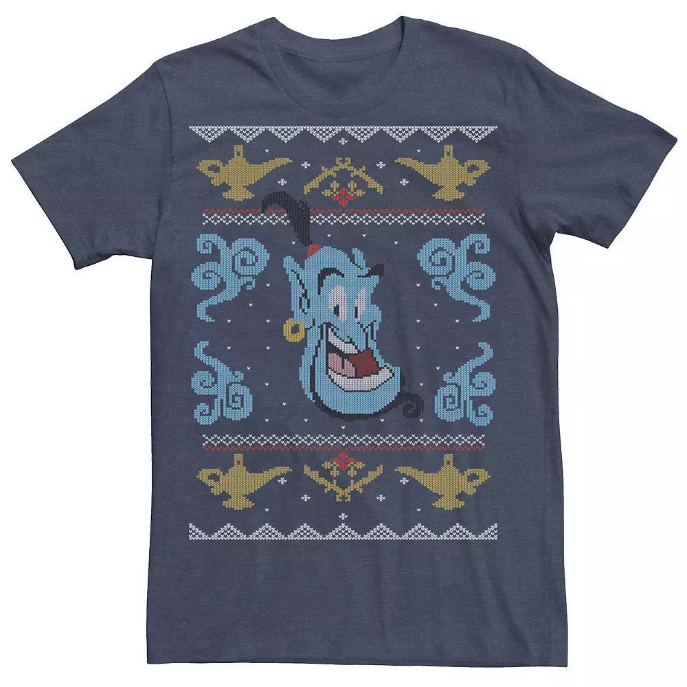 Disney's Aladdin Genie Men's Ugly Christmas Sweater Tee, Size: Small, Navy Grey Product Image