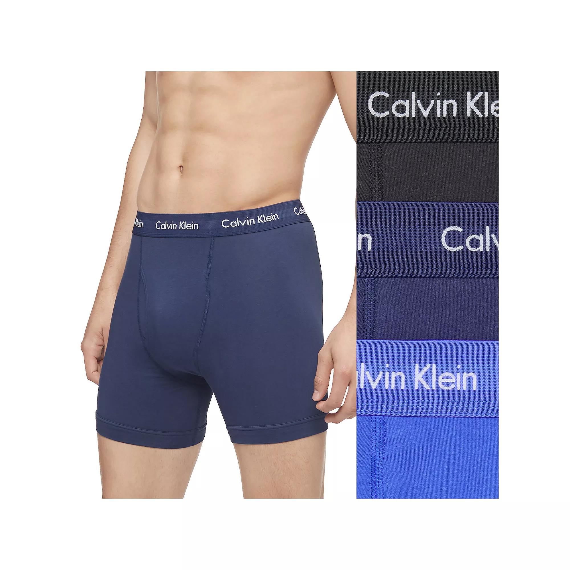 Men's Calvin Klein 3-pack Cotton Stretch Boxer Briefs, Size: Large, Black Product Image