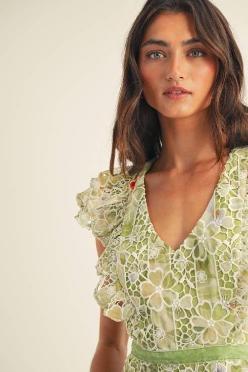 Crochet Lace Sleeveless Midi Dress Product Image