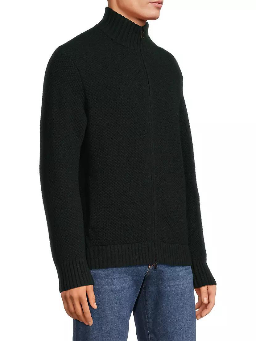 Wool Piqué Zip-Front Cardigan Product Image