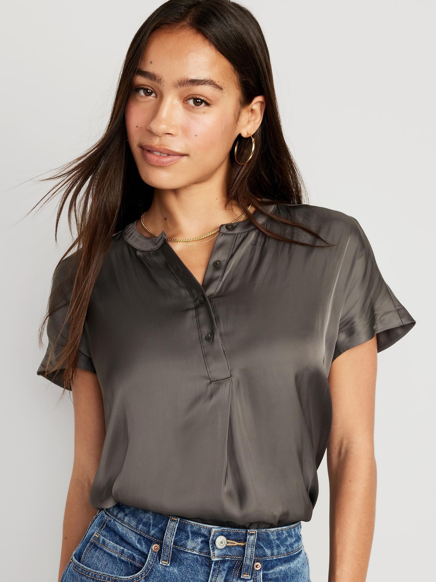 Dolman-Sleeve Satin Shirt Product Image