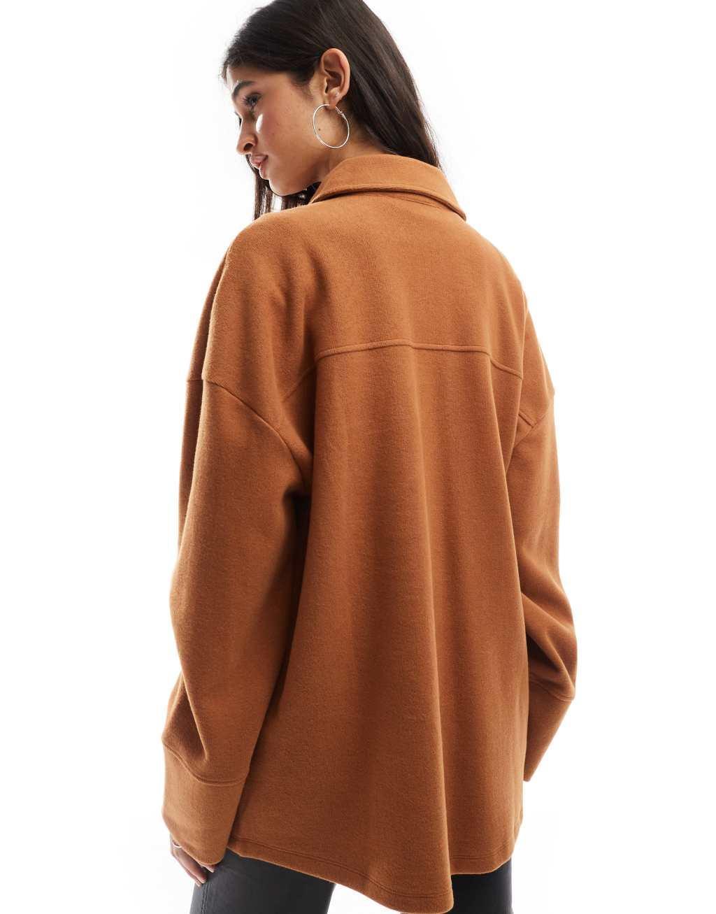 ASOS DESIGN supersoft shacket in mocha Product Image