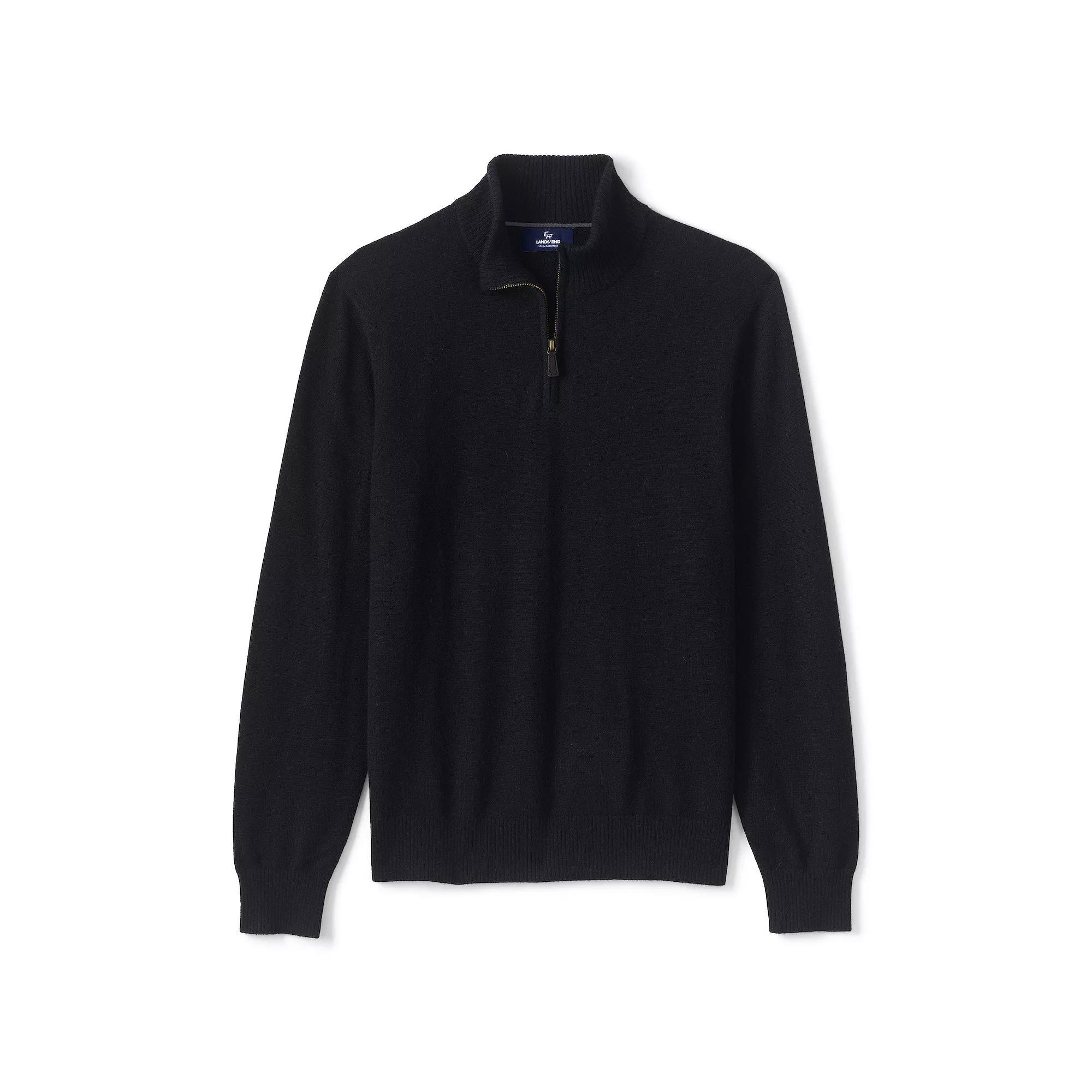 Mens Lands End Cashmere Quarter-Zip Sweater Product Image