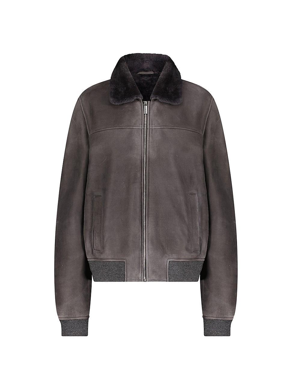 Mens Merino Shearling Lamb Bomber Jacket Product Image