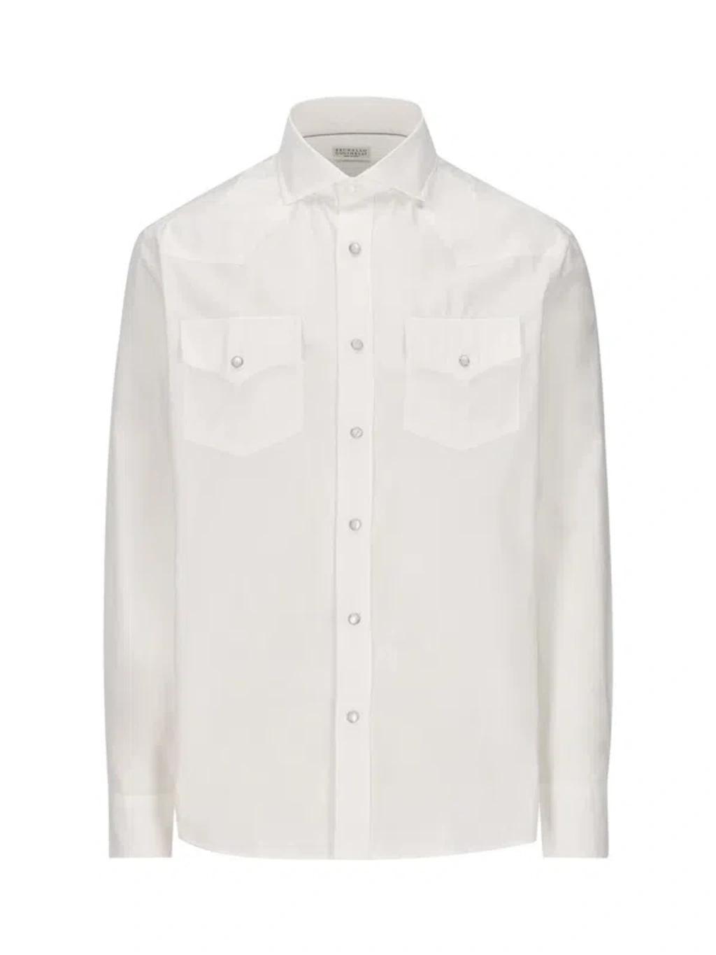 BRUNELLO CUCINELLI Collared Buttoned Shirt In White Product Image