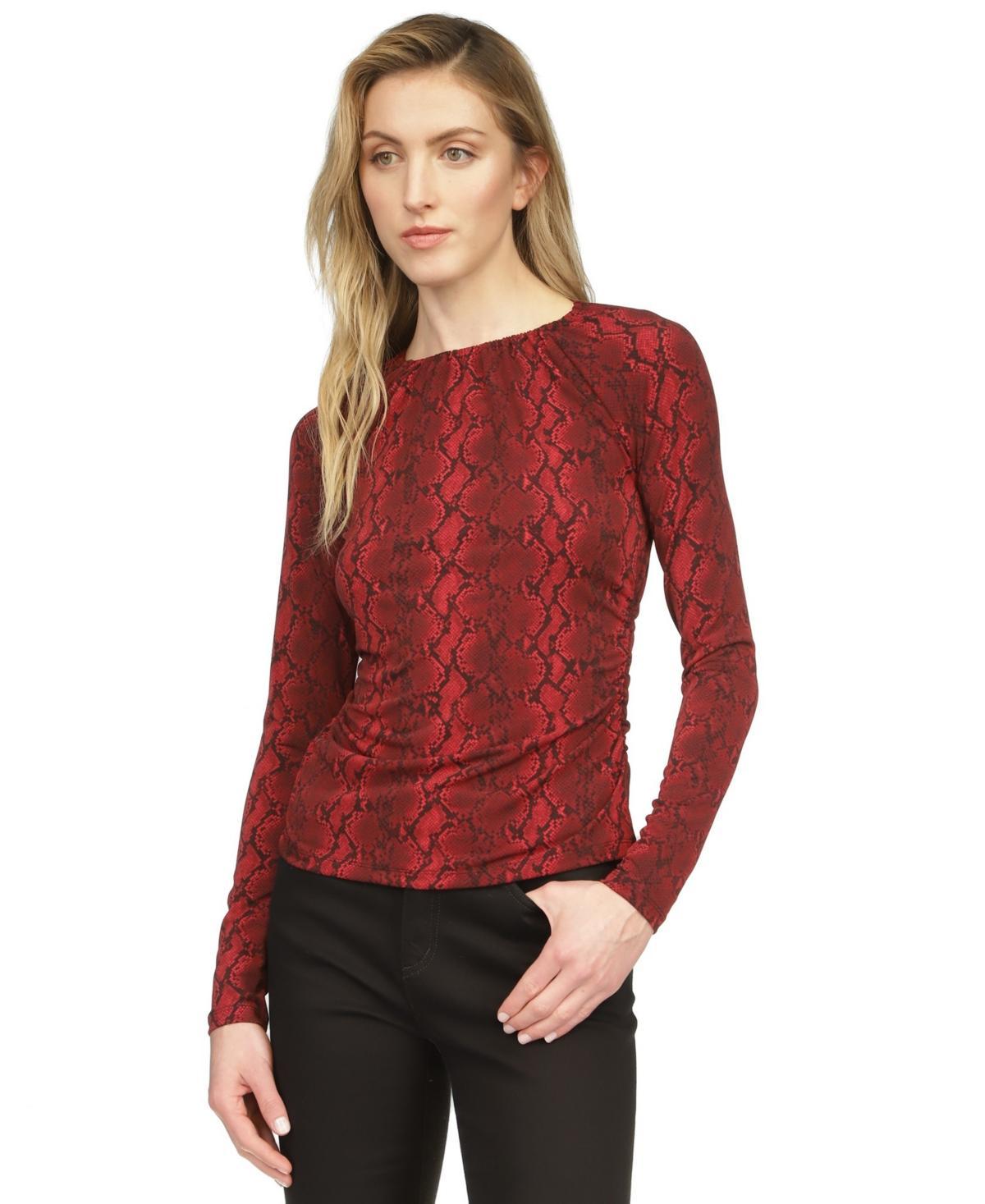 Michael Michael Kors Womens Snake-Print Long-Sleeve Top Product Image
