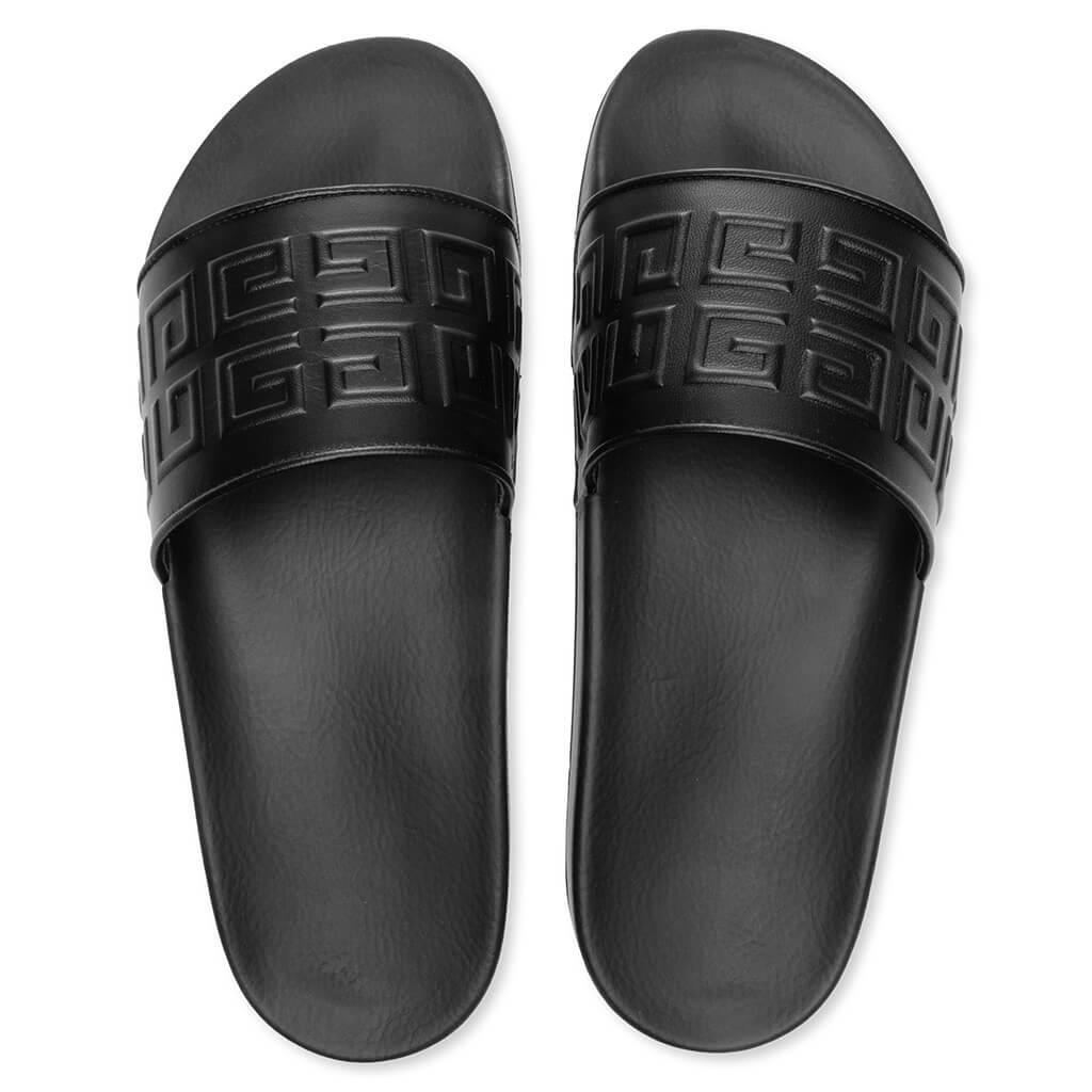 Slide 4G Flat Sandals - Black Male Product Image