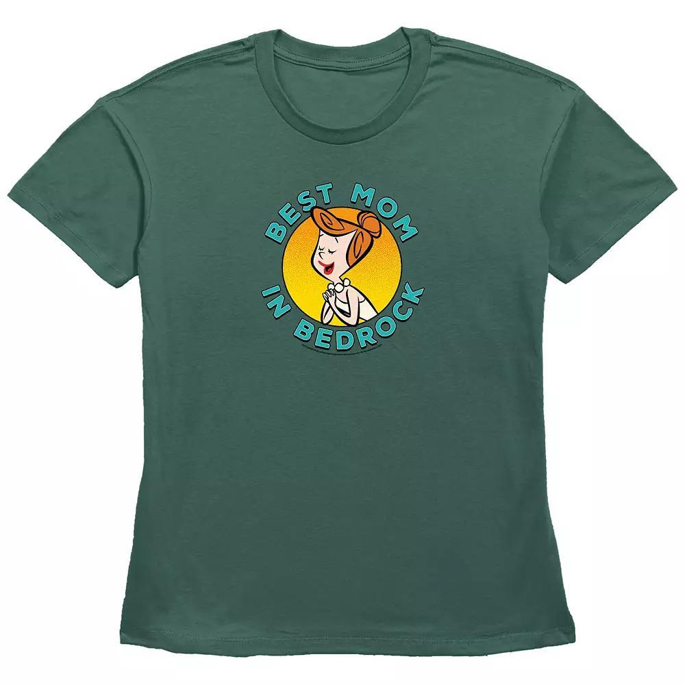 Women's The Flintstones Best Mom In Bedrock Basic Fit Graphic Tee, Size: Large, Green Product Image