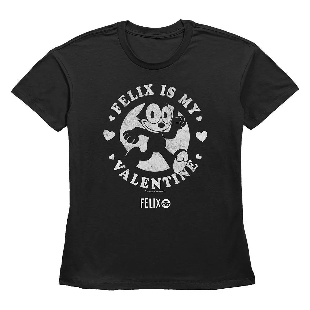 Women's Felix The Cat Felix Is My Valentine Graphic Tee, Size: Large, Black Product Image