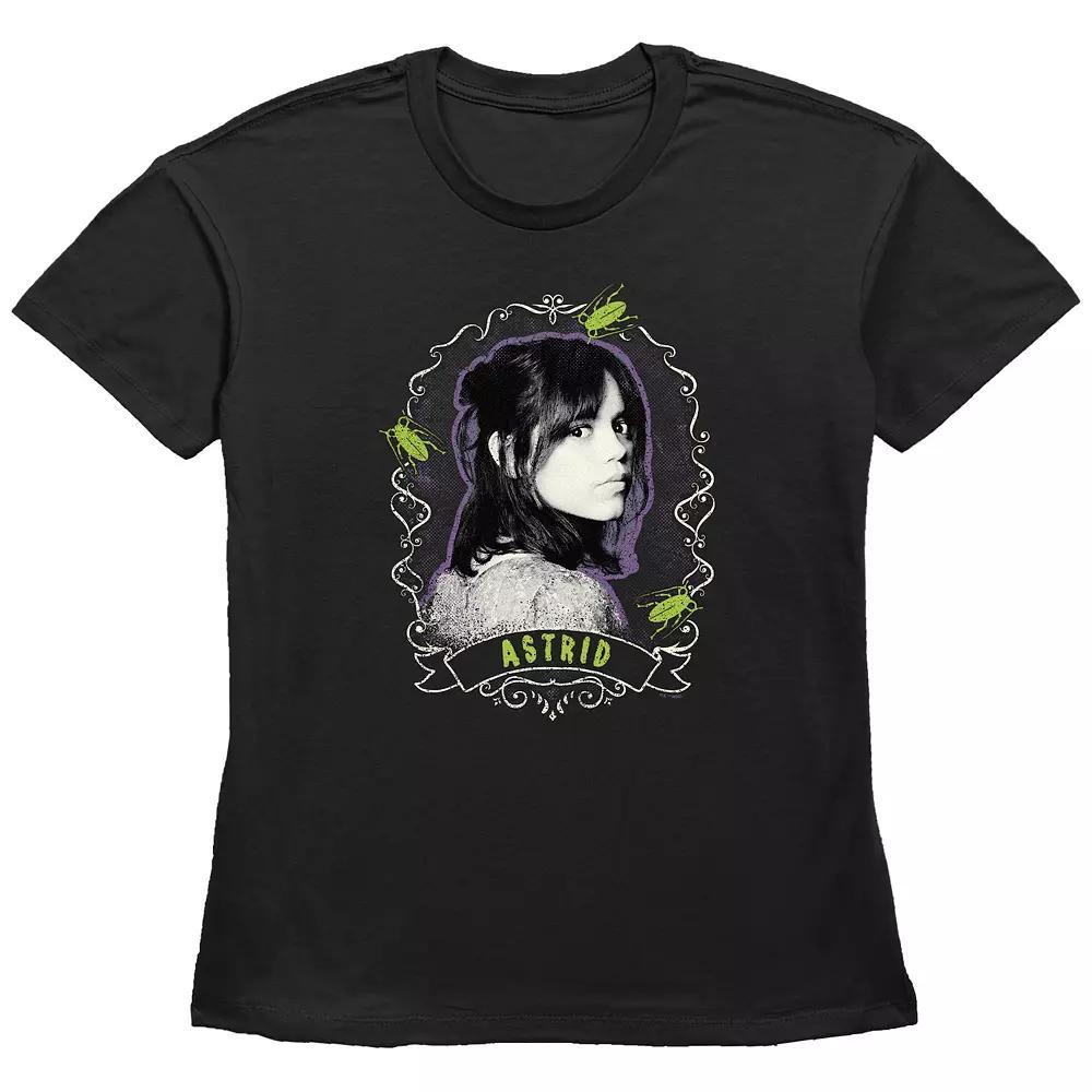 Women's Beetlejuice 2 Astrid Framed Portrait Graphic Tee, Size: Large, Black Product Image