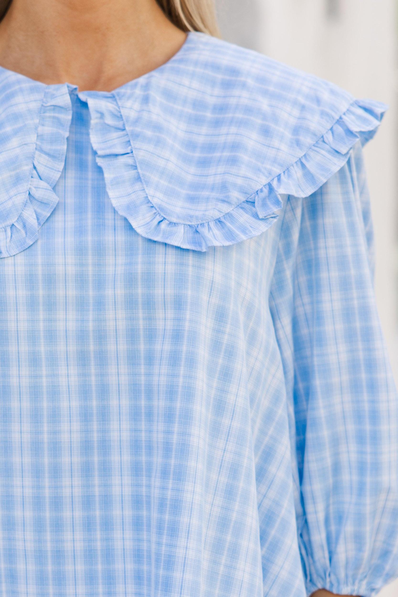 The Caring Light Blue Gingham Dress Female Product Image