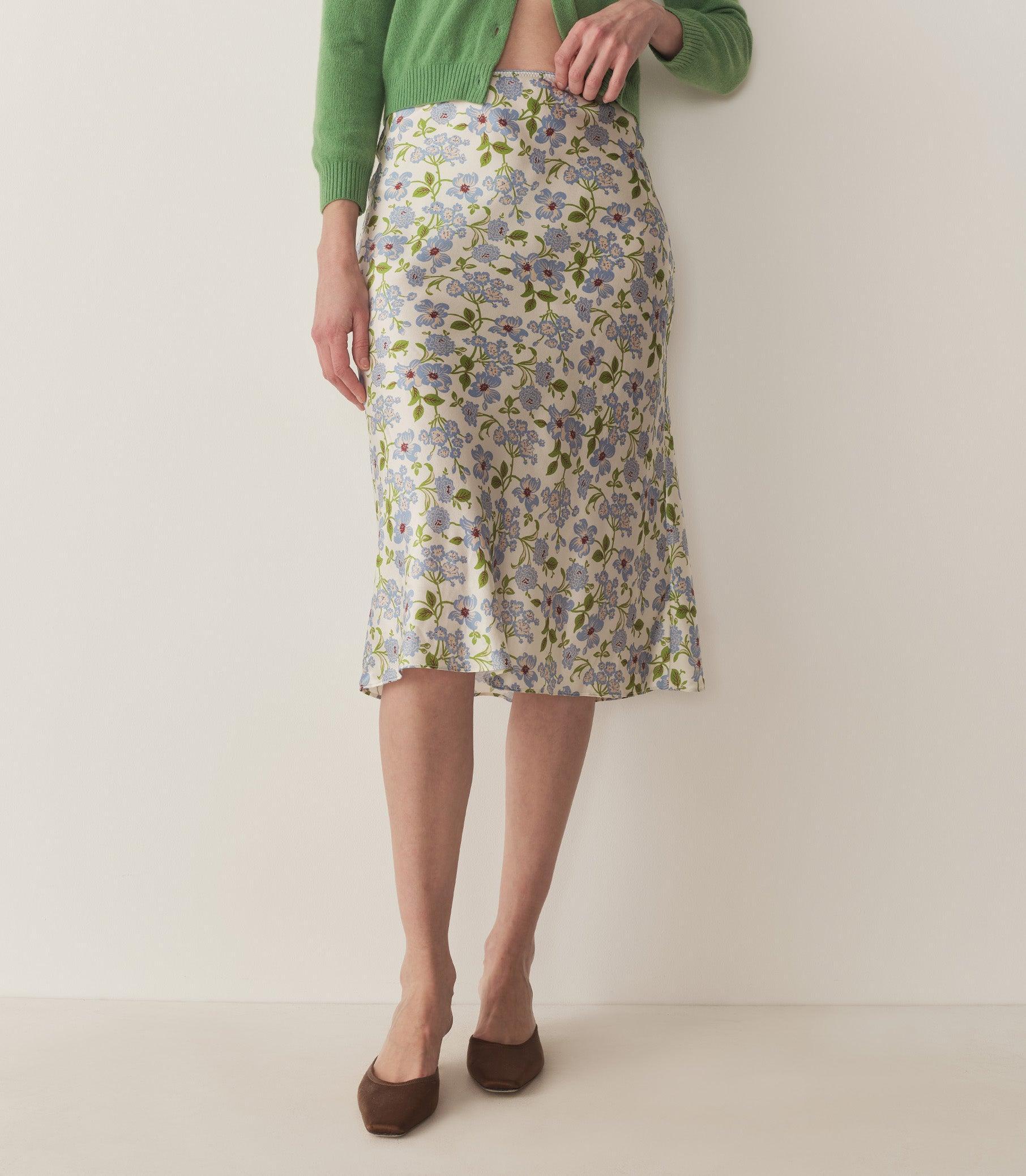 ELOWENA SKIRT -- IVORY STRAWBERRY MOON FLORAL Product Image