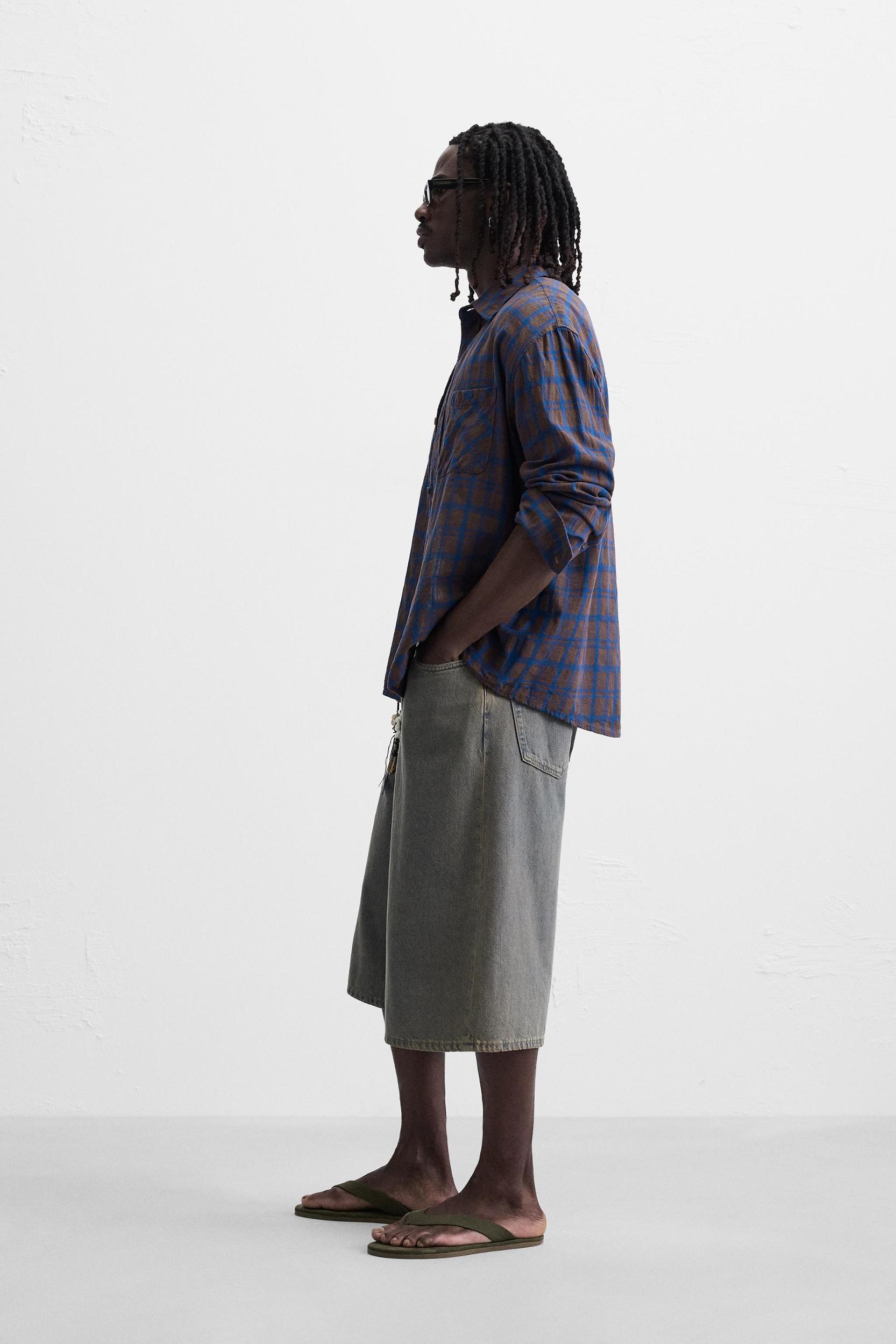 COTTON - LINEN PLAID SHIRT Product Image