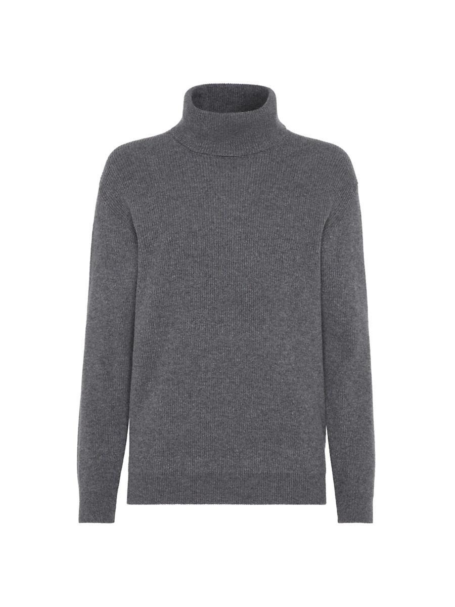 Womens Cashmere English Rib Turtleneck Sweater Product Image