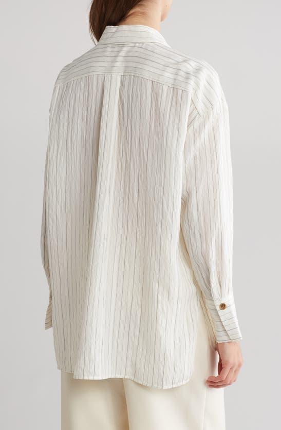 REBECCA TAYLOR Rumpled Stripe Shirt In White Product Image