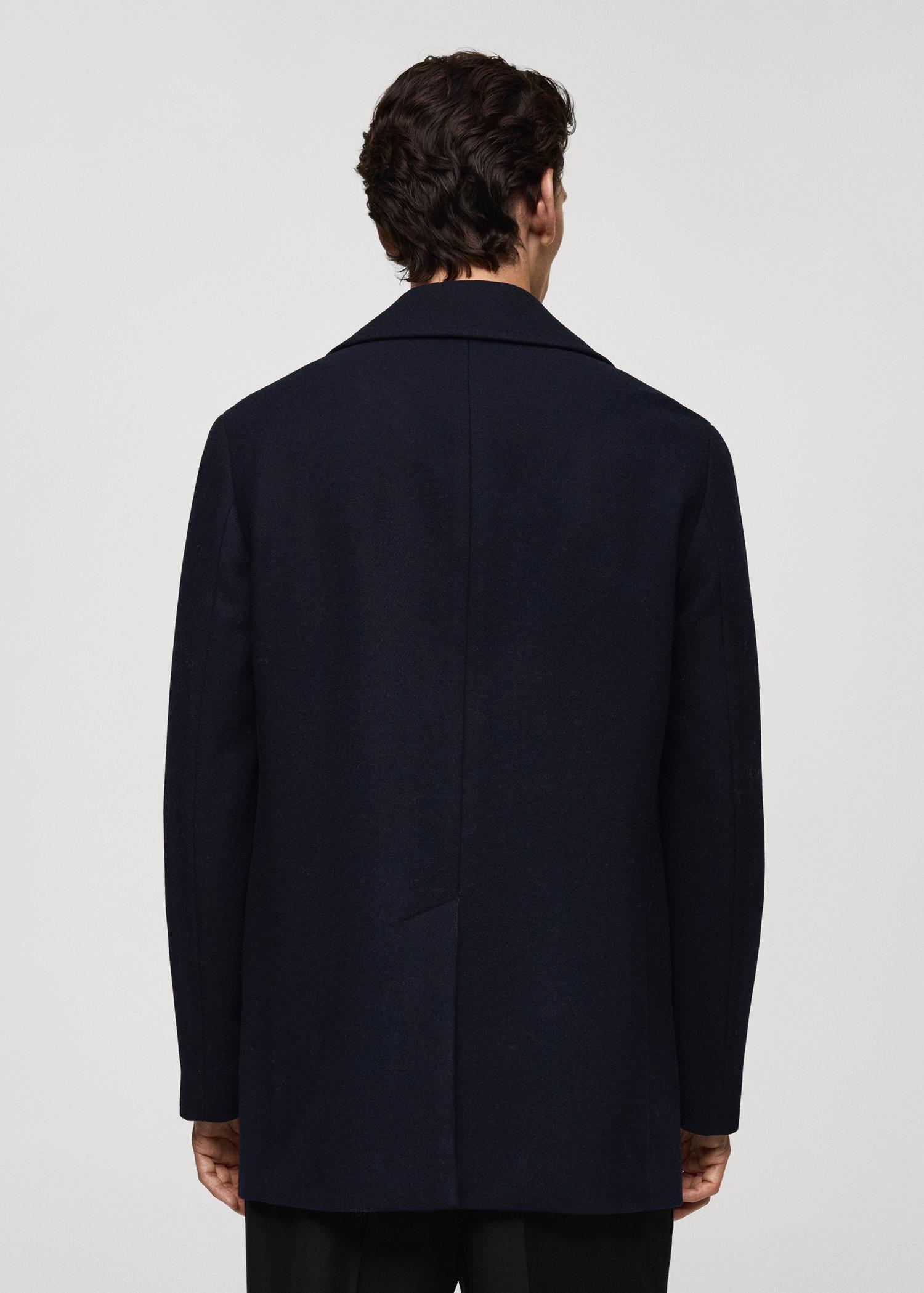 Wool double-breasted coat with buttons - Men | MANGO USA Product Image