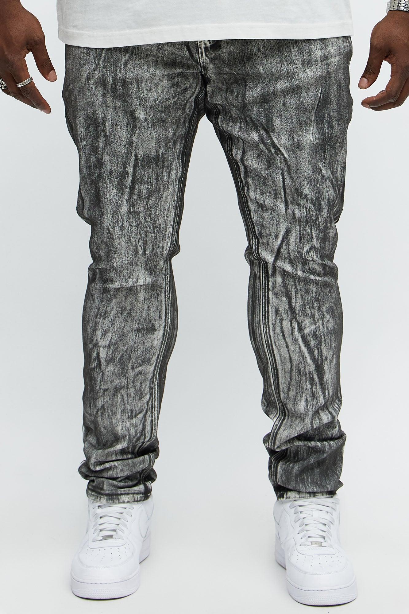 Stick Around Stacked Skinny Jeans - Grey/Smoke Product Image
