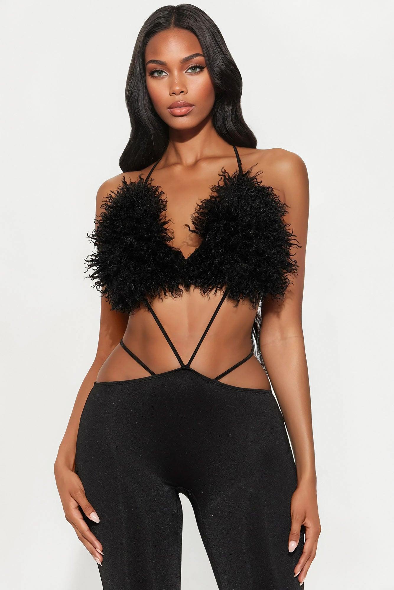 Fur Fantasy Jumpsuit - Black Product Image