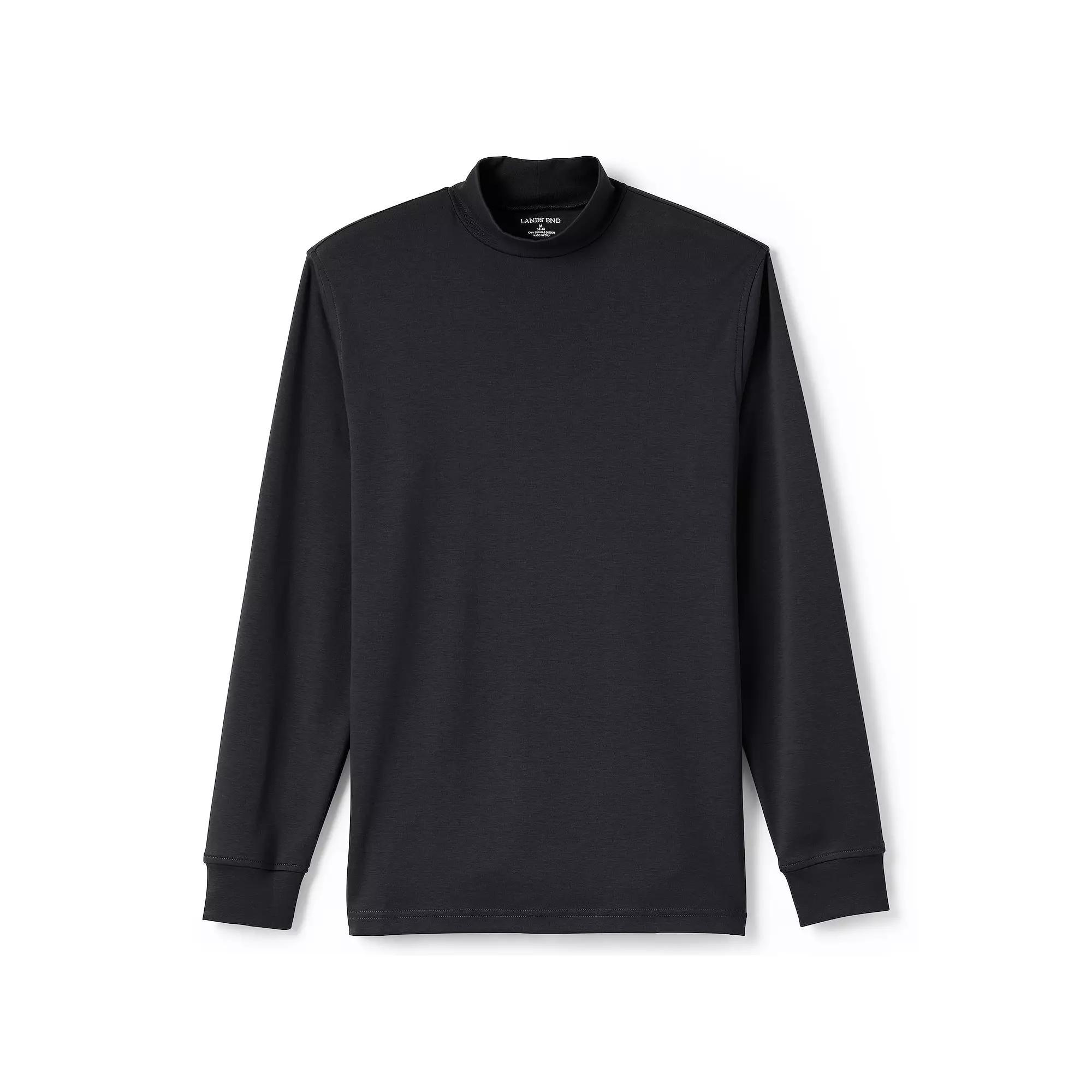 Lands' End Men's Super Soft Supima Mock Turtleneck, Size: Small, Black Product Image