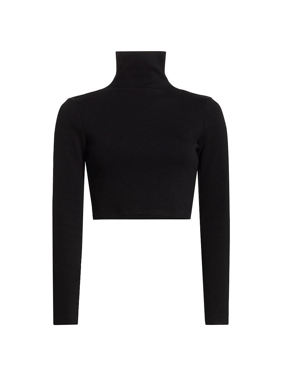AG Jeans EmRata x AG Kathryn Slim Fit Ribbed Cropped Turtleneck (True ) Women's Clothing Product Image