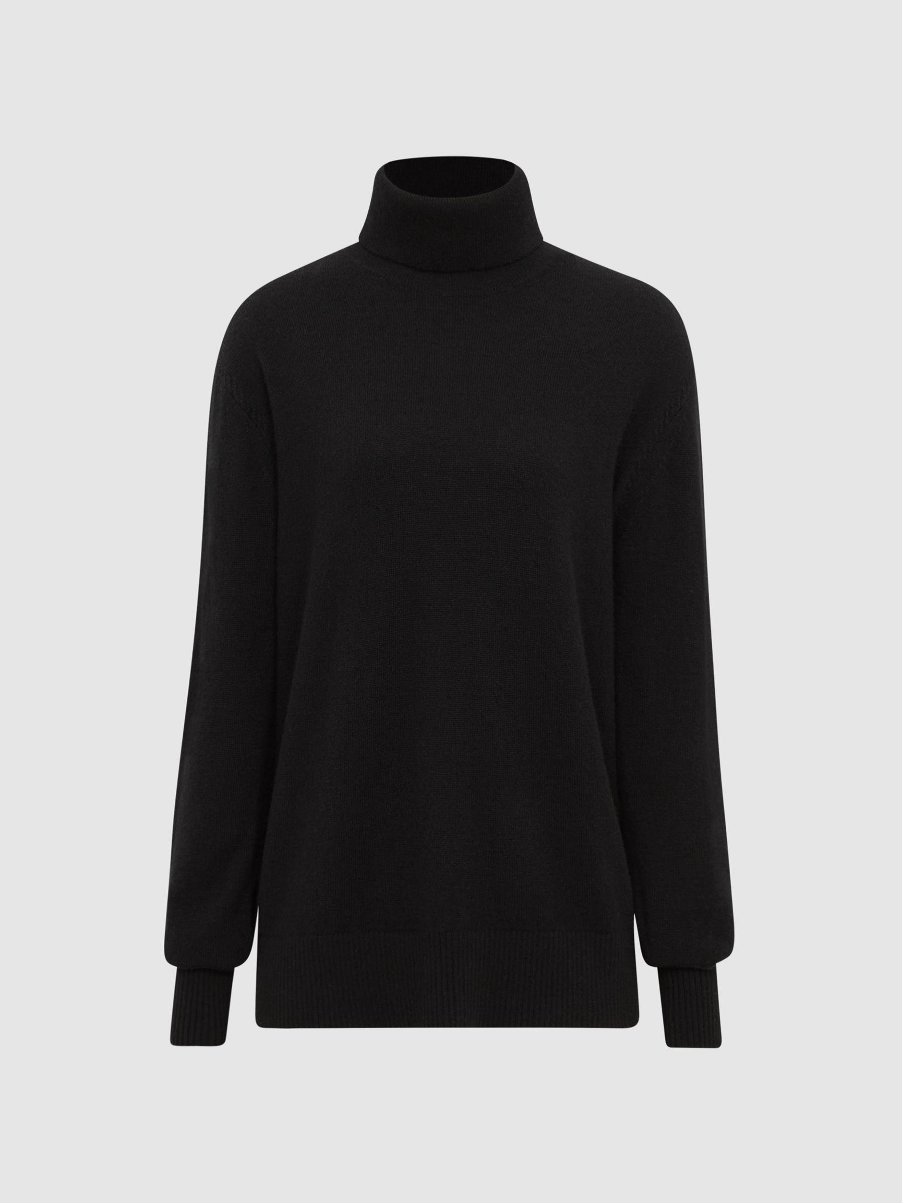 Cashmere Roll Neck Jumper in Black Product Image