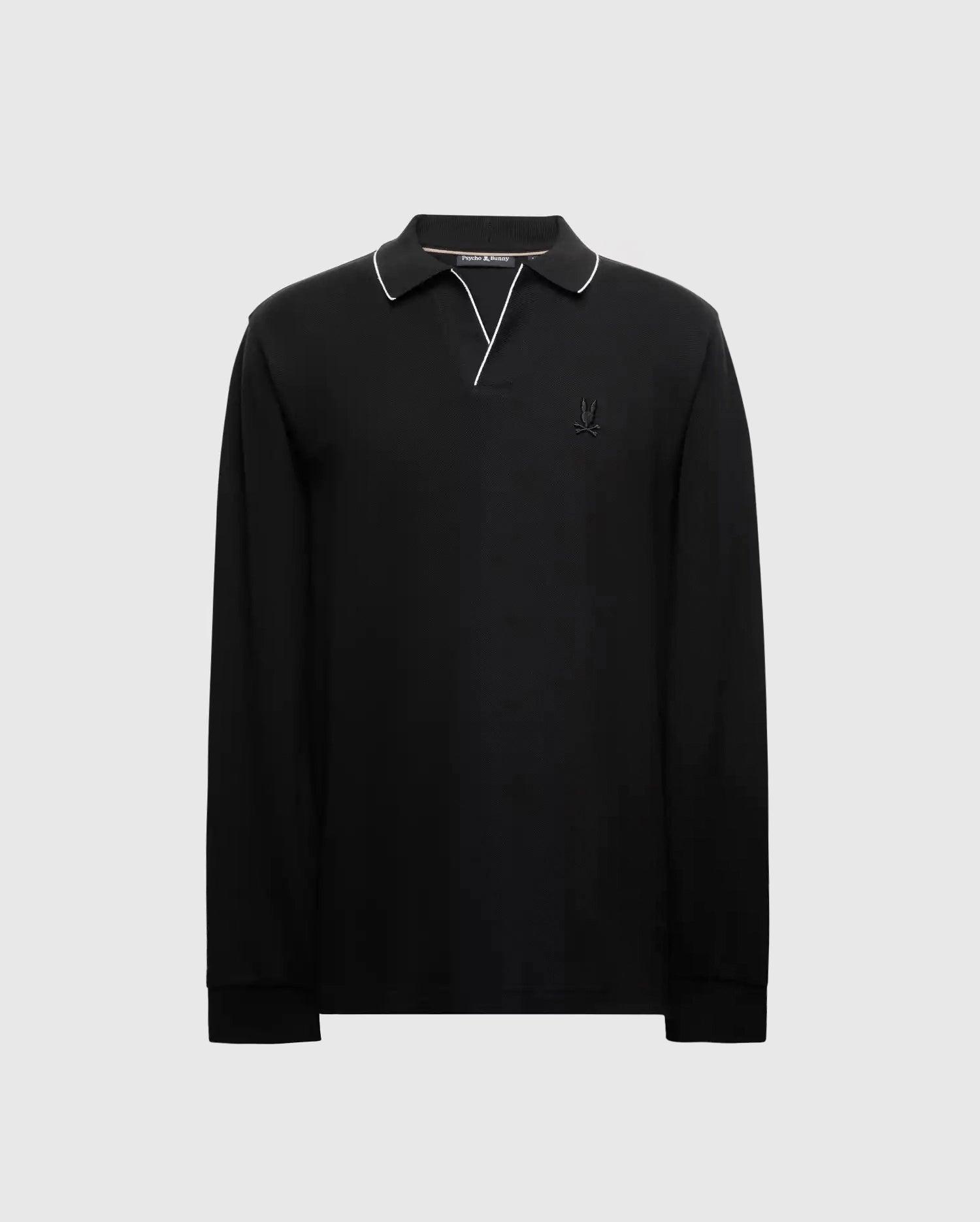 Men's Creede Pique Johnny Collar Polo 001 BLACK / S Product Image