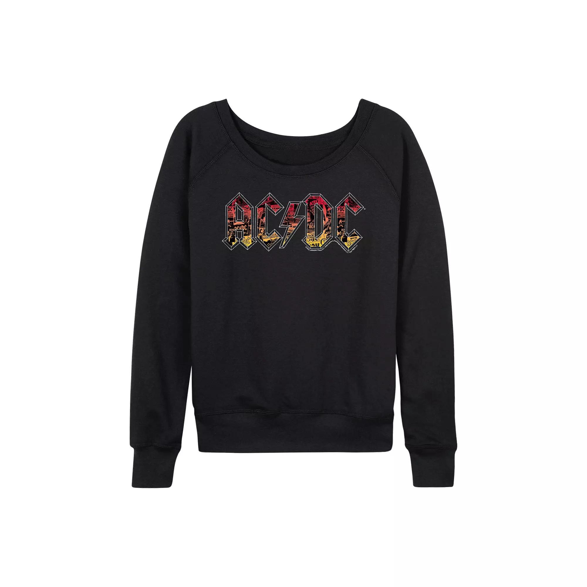 Women's Friends Logo Snowflakes French Terry Long Sleeve Tee, Size: Small, Black Product Image