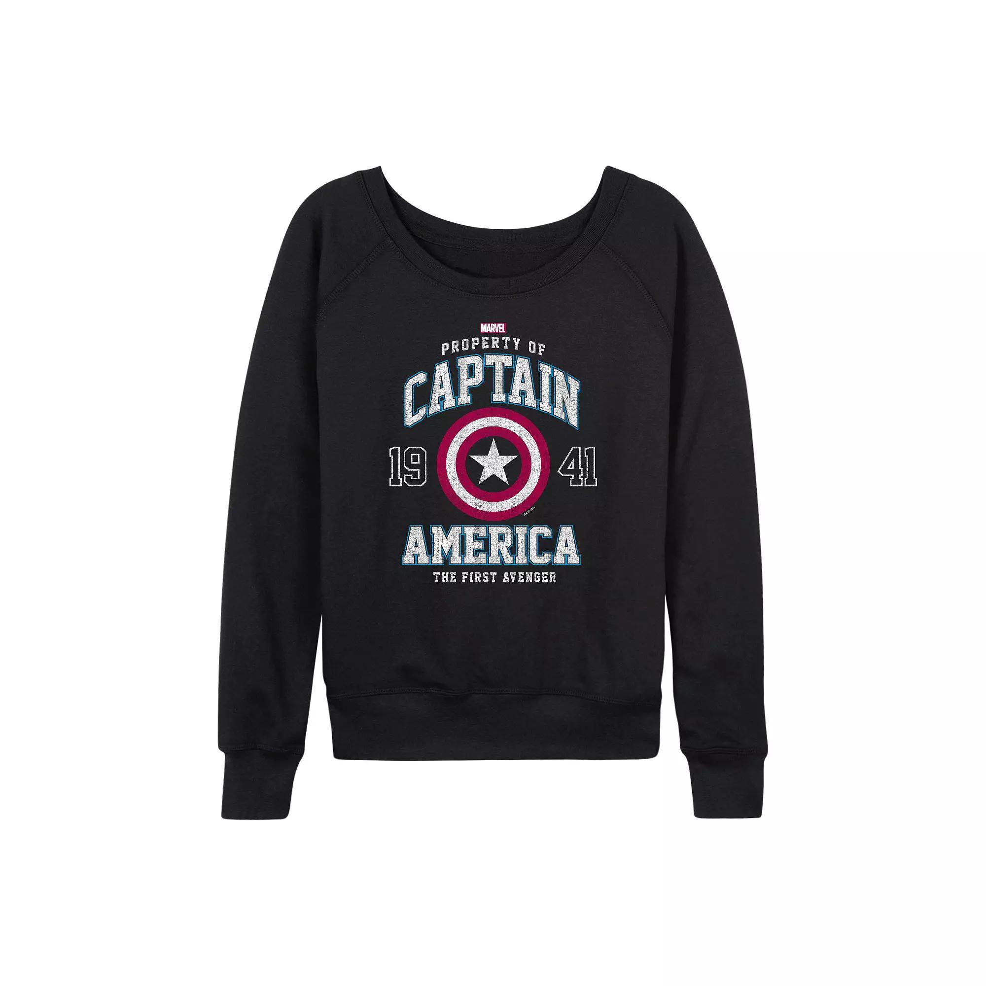 Womens Marvel Captain America Collegiate French Terry Long Sleeve Tee Product Image
