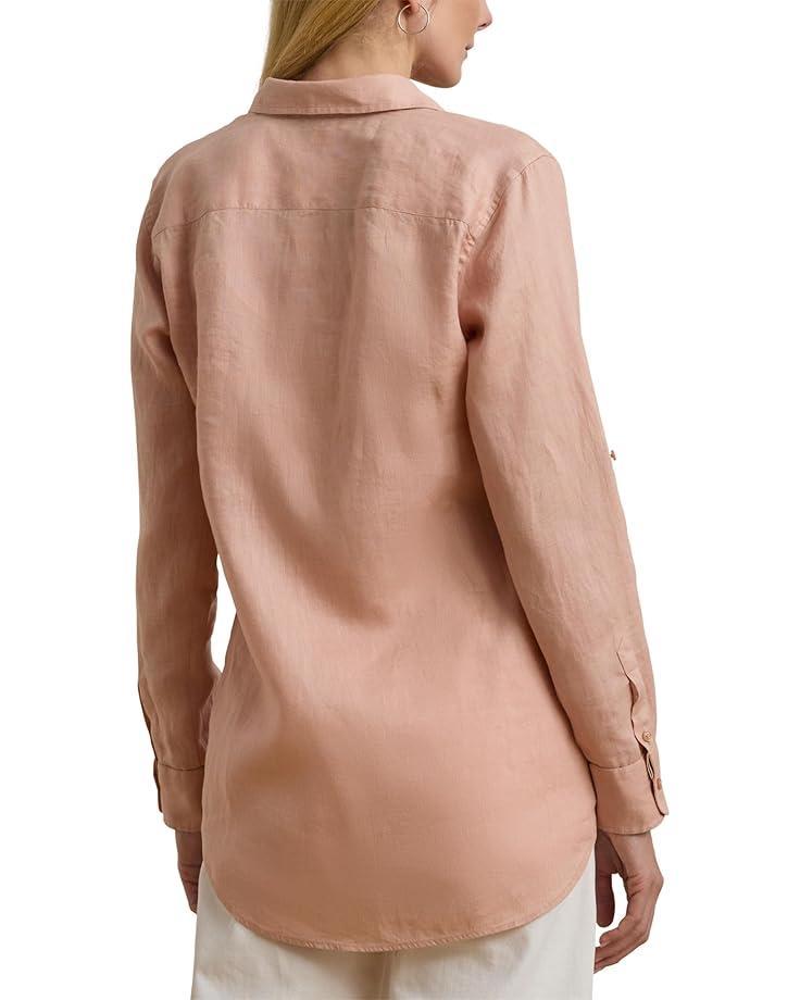 Petite Relaxed Fit Linen Roll Tab–Sleeve Shirt Product Image