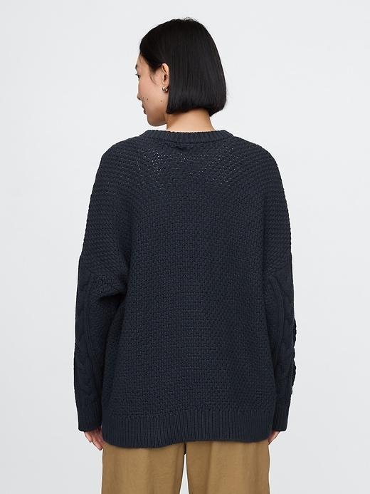 Oversized Mixed Cable-Knit Sweater Product Image