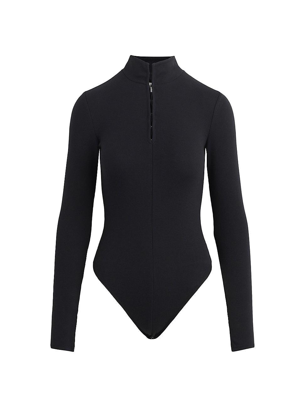 Womens Rib-Knit Jersey Stand-Collar Bodysuit Product Image