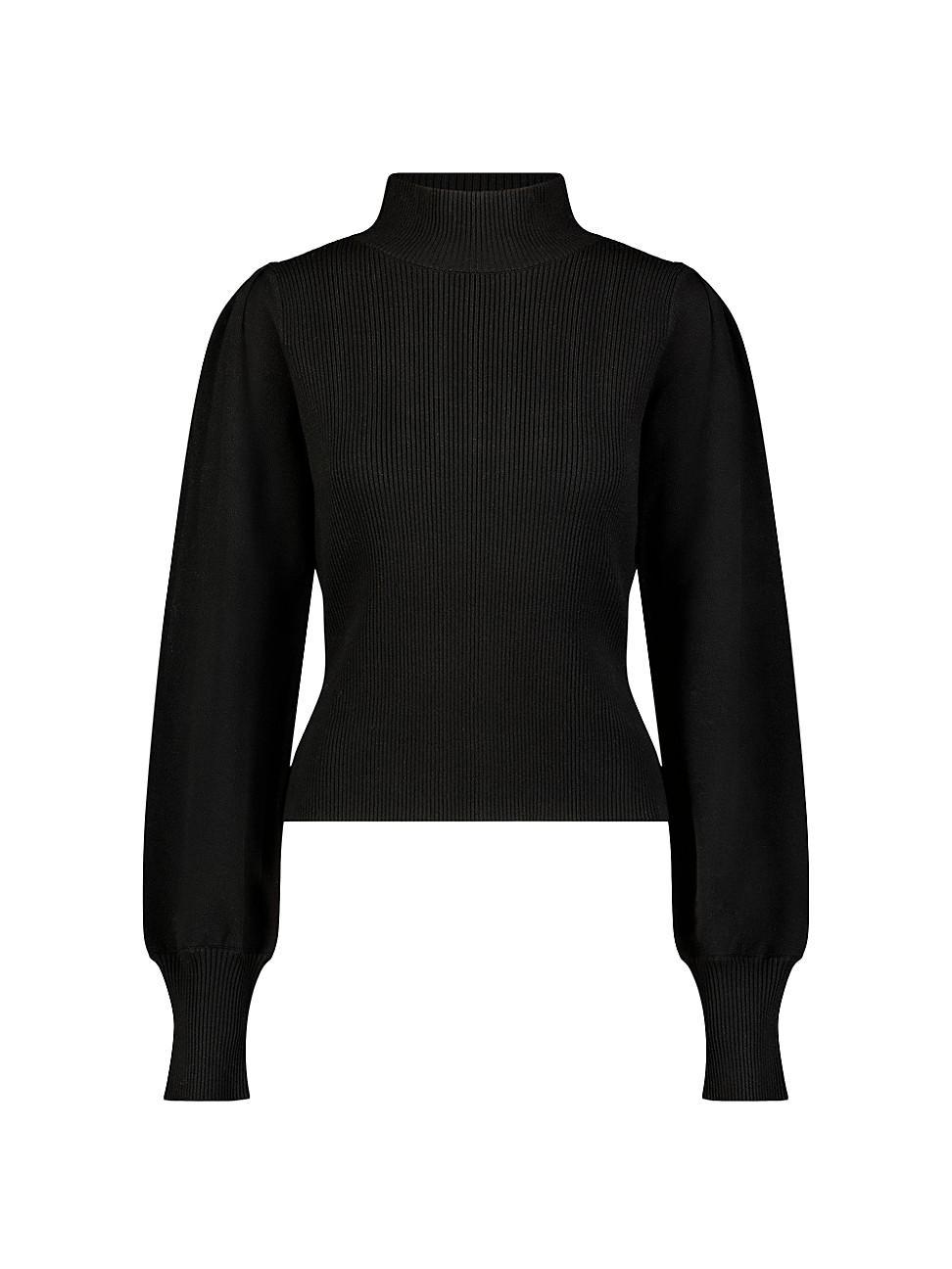 Womens Ribbed Balloon-Sleeve Top Product Image