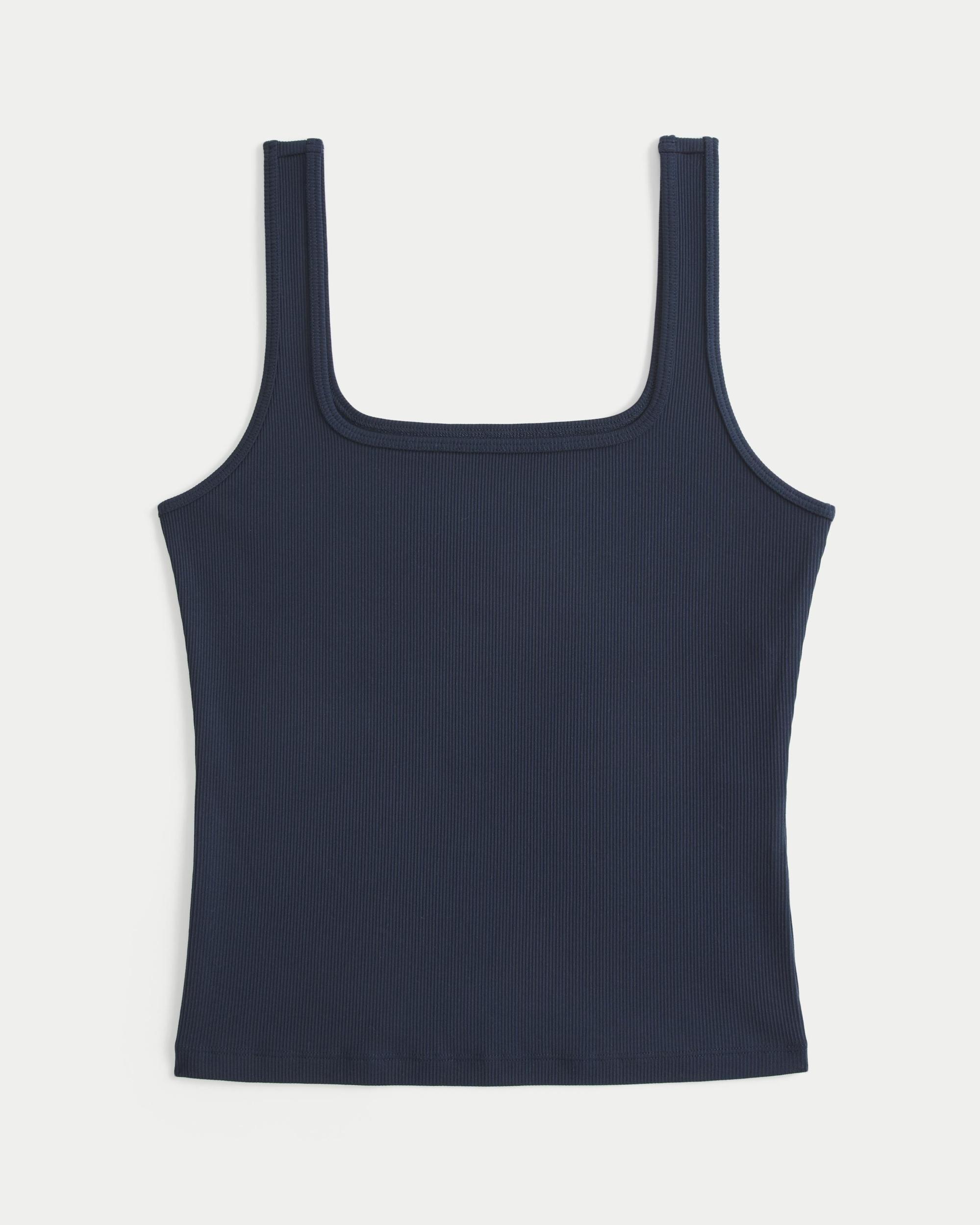 Ribbed Seamless Fabric Square-Neck Tank Product Image
