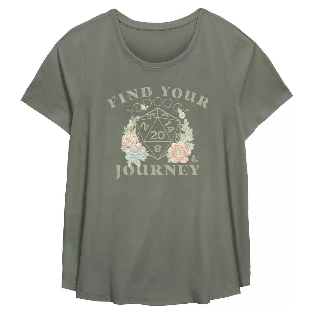 Plus Size Dungeons & Dragons Find Your Journey Floral Flowy Graphic Tee, Women's, Size: 3XL, Green Product Image